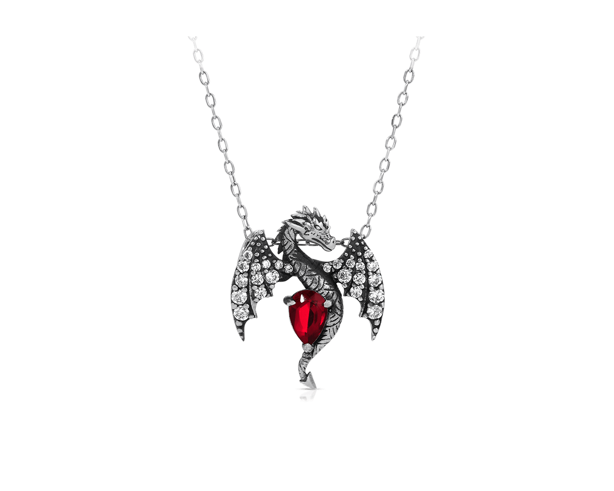 Elemental Dragons Necklace - Fire Dragon Pendant for Fantasy Lovers | Perfect for Cosplay, Gift Giving & Medieval Themed Events