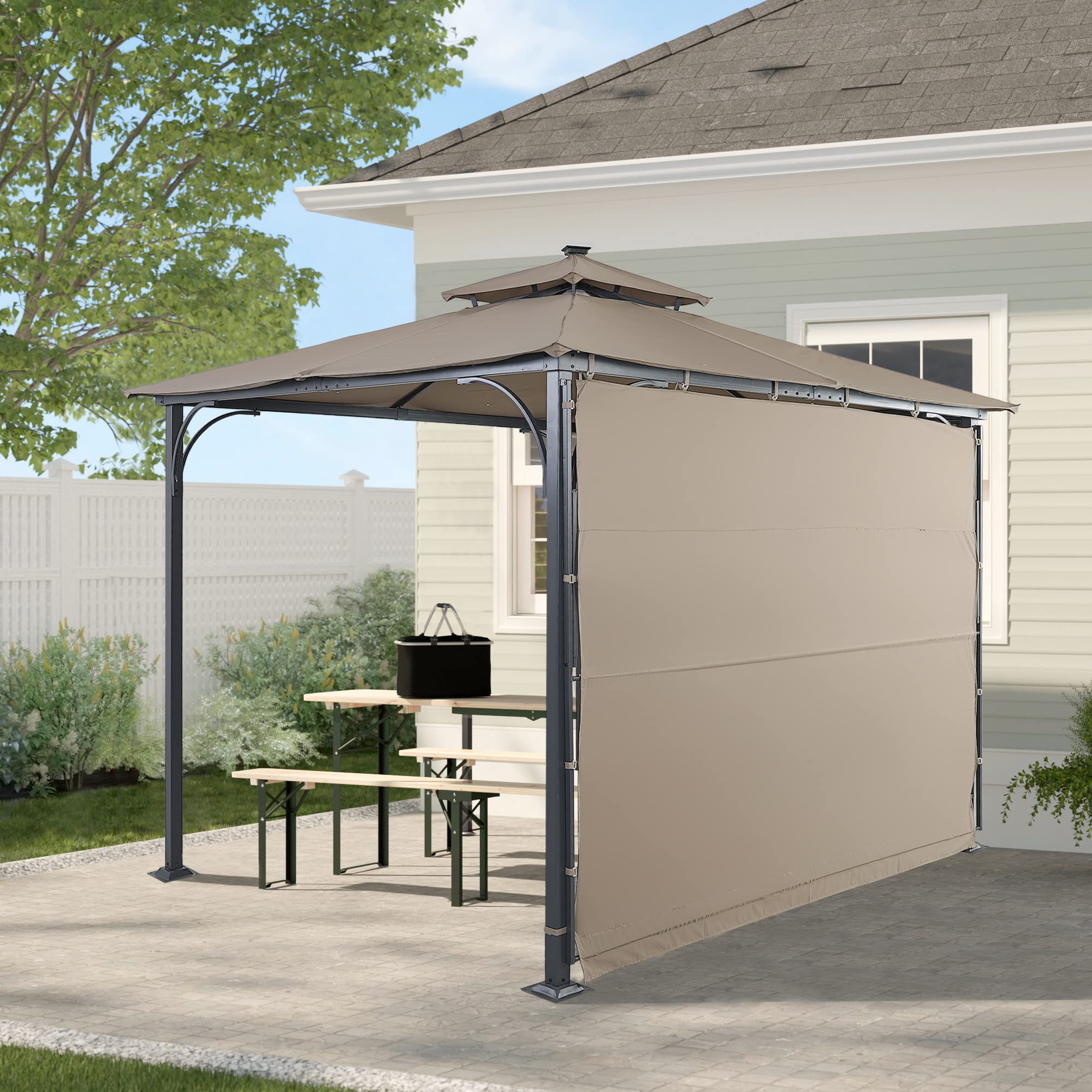 Merax 10' x 10' Outdoor Gazebo with LED Lights, Vented Roof & Awning Extension - Waterproof Patio Canopy Tent for Backyard, Garden, Deck - Perfect for Outdoor Dining, Parties & Relaxation