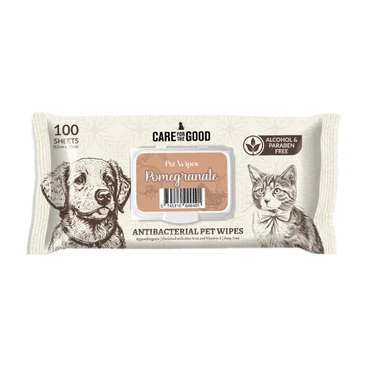 Antibacterial Pet Wipes for Dogs & Cats - Gentle Cleaning & Disinfection (20/100 Sheets) | Hypoallergenic, Convenient Travel Pack | Perfect for Paws, Face & Post-Walk Cleaning