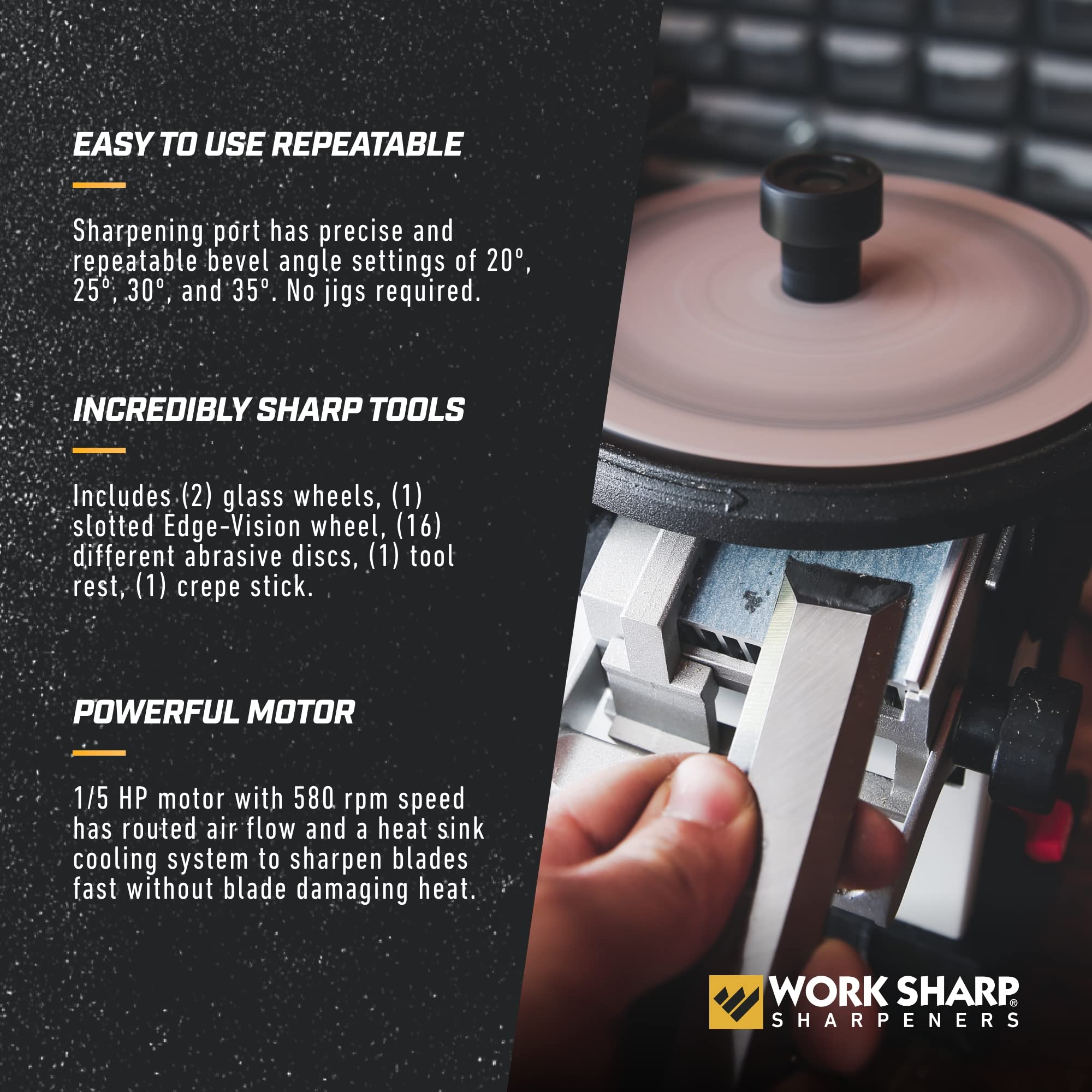 Work Sharp Benchtop Woodworking Tool Sharpener - Professional Knife & Blade Sharpener for Chisels, Planes & More - Perfect for DIY Projects & Woodworking Shops