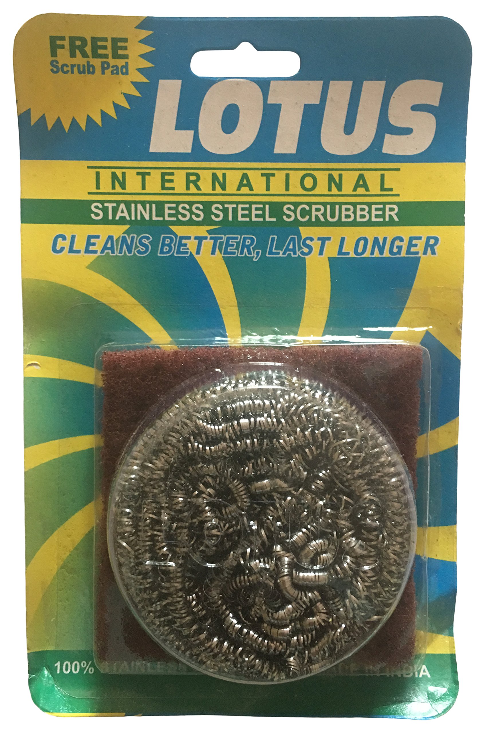 Lotus Multipurpose Scrubber with Scrub Pad - 10 Pack Grey Cleaning Sponges for Kitchen, Bathroom, Dishes & Household Cleaning - Heavy Duty Scouring Pads for Tough Stains & Grease Removal