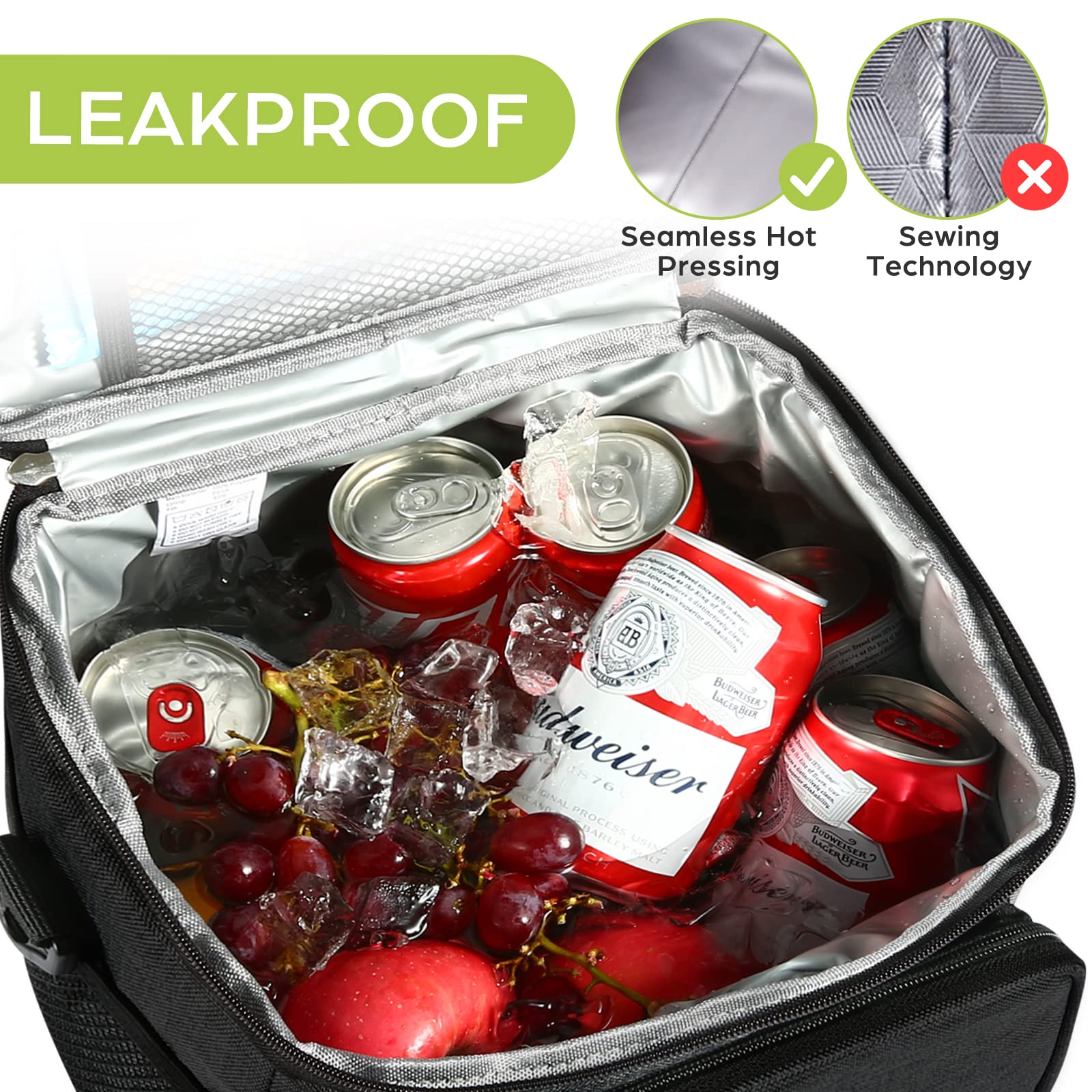 Insulated Lunch Bag for Men & Women - Reusable Leakproof Cooler Lunch Box with Adjustable Shoulder Strap (Black) | Perfect for Work, School, Picnics & Outdoor Activities