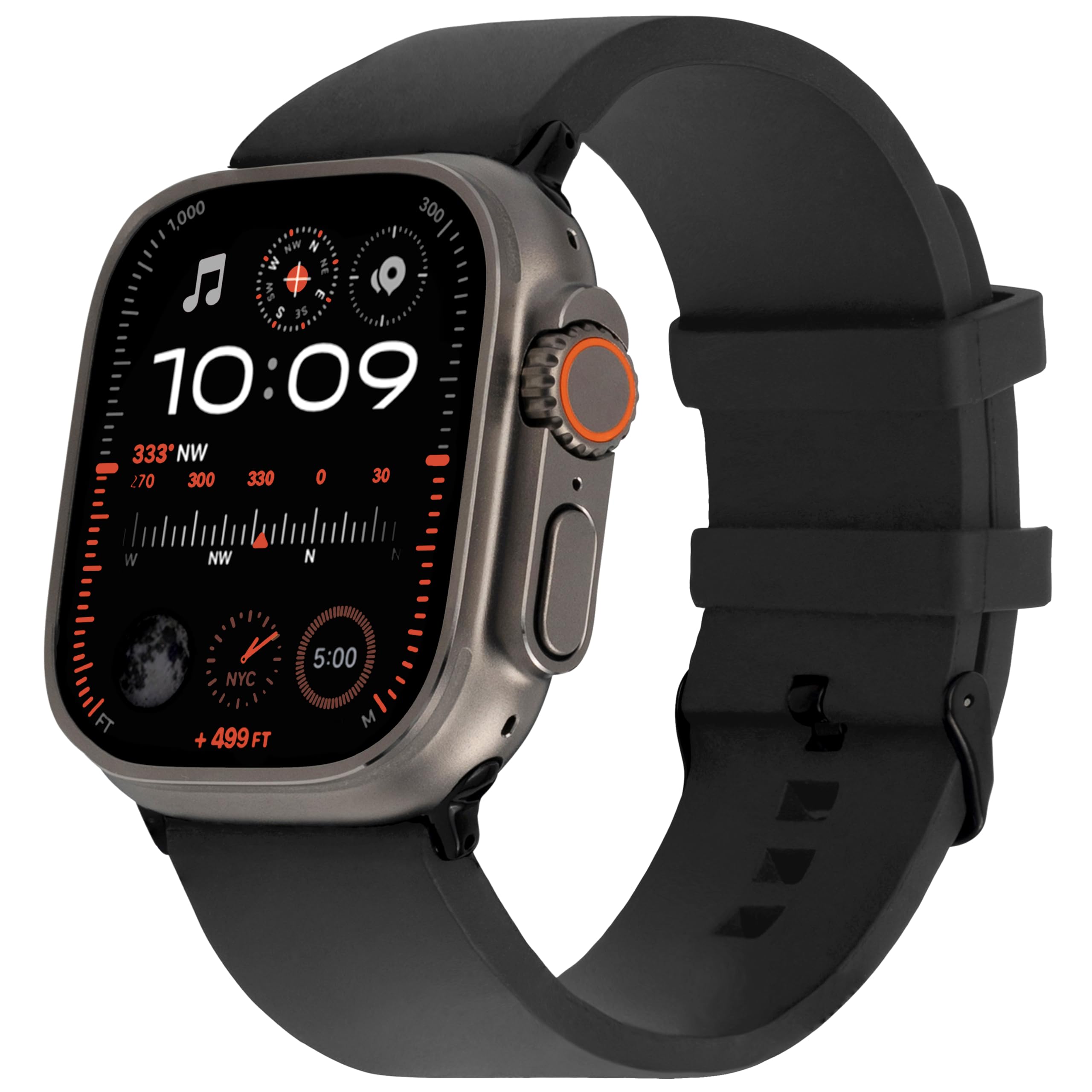 Original Rugged Traveler Sport Band for Apple Watch - Soft, Waterproof FKM Rubber Compatible with iWatch Ultra 2, Series 10, 49mm, 46mm, 45mm, 44mm & All Models - Perfect for Outdoor Activities, Sports & Daily Wear