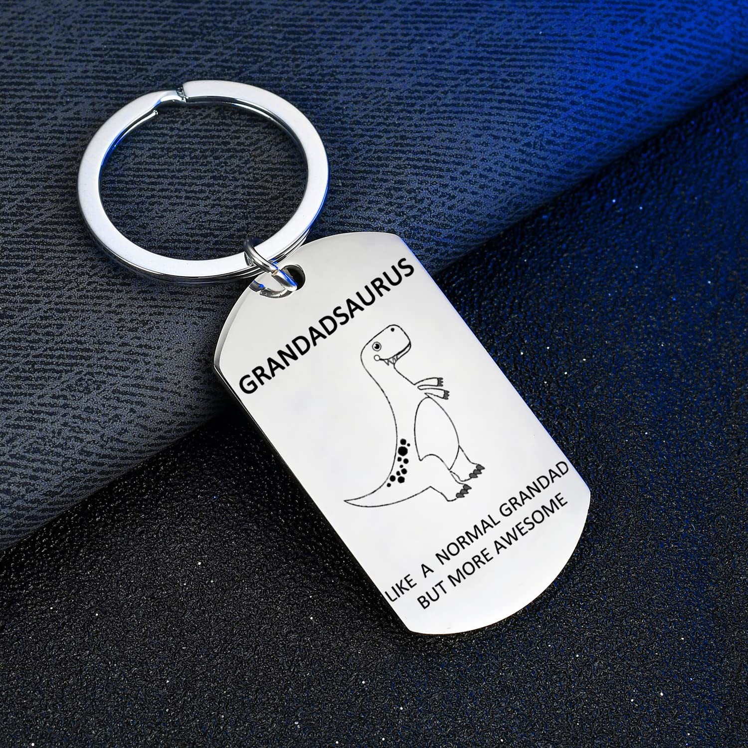 Dinosaur Grandad Keychain - Silver Grandfather Gift for Father's Day & Birthday - Perfect for Gifting from Grandkids
