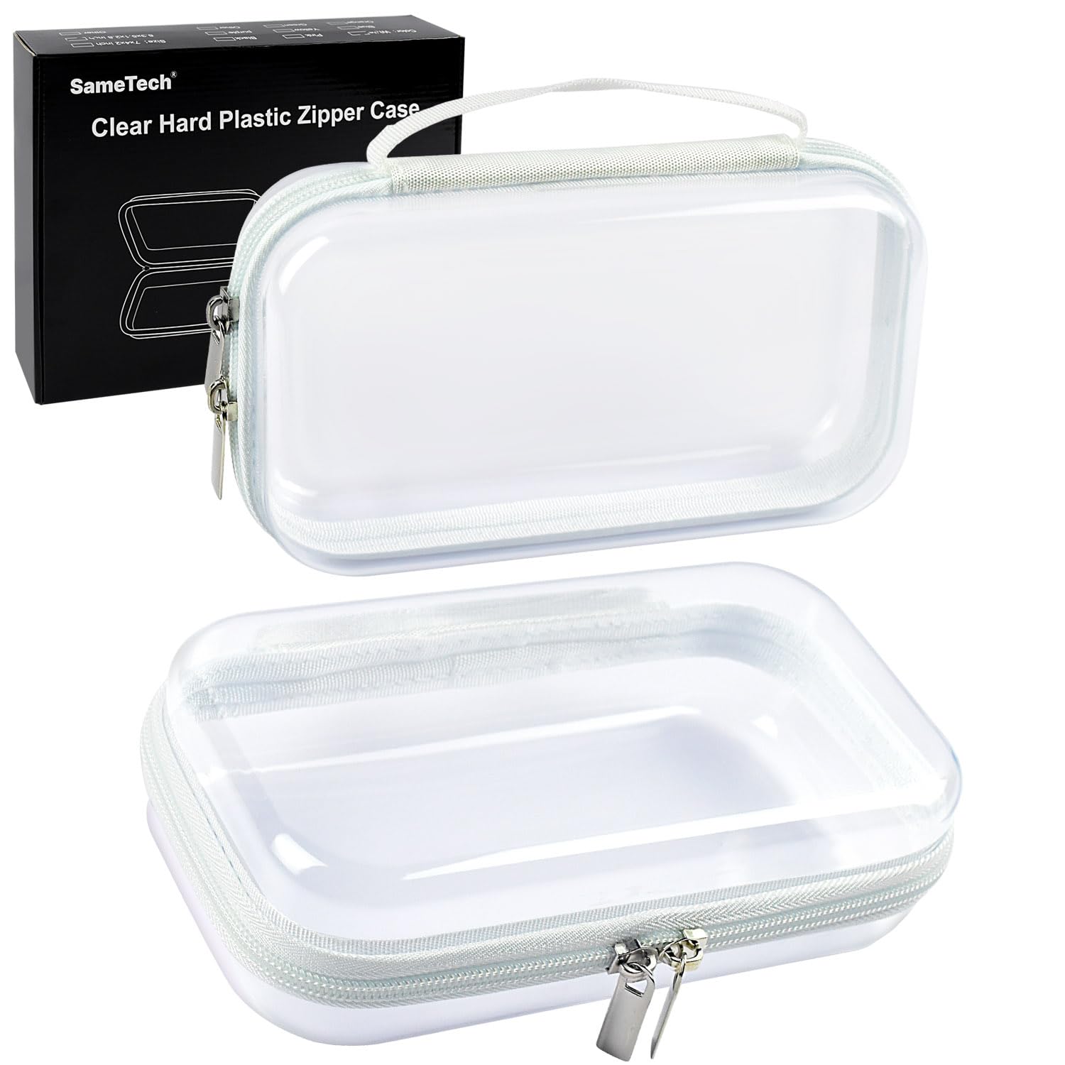 SameTech Clear Stackable Storage Bins with Zipper - 2 Pack Hard Shell Organizer Cases for Home, Travel & Toiletries | Perfect for Closet Organization, Makeup Storage & Travel Essentials