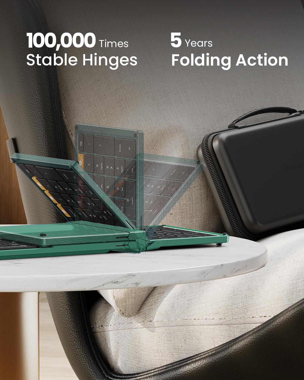 ProtoArc XKM01 Foldable Bluetooth Keyboard and Mouse Combo - Full-Size Portable Wireless Keyboard with 2.4G & Dual Bluetooth for Laptop, iPad, Tablet - Green | Perfect for Business Travel, Remote Work & On-the-Go Productivity