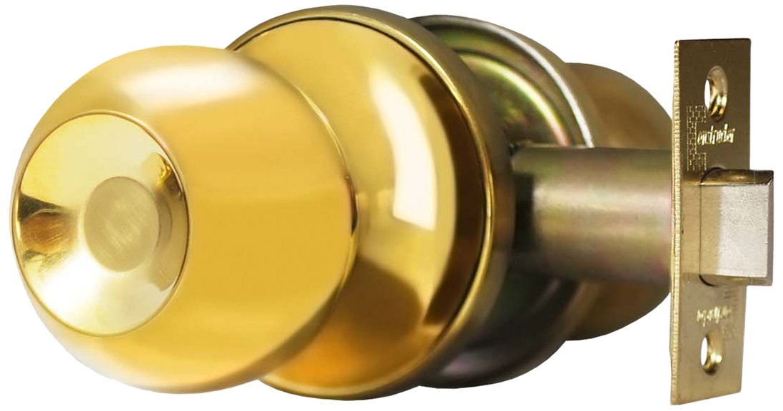 CON-CHR-PB-PS Chronos Passage Door Lock Knob Set in Polished Brass - Premium Interior Door Hardware for Bedrooms, Bathrooms & Closets
