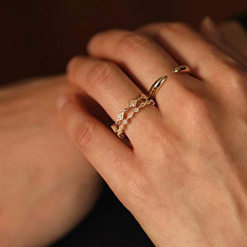 14K Gold Open Cuff Ring - Minimalist Solid Gold Stackable Ring for Women | 10K & 14K Yellow Gold Layering Jewelry | Perfect for Everyday Wear, Stacking & Special Occasions