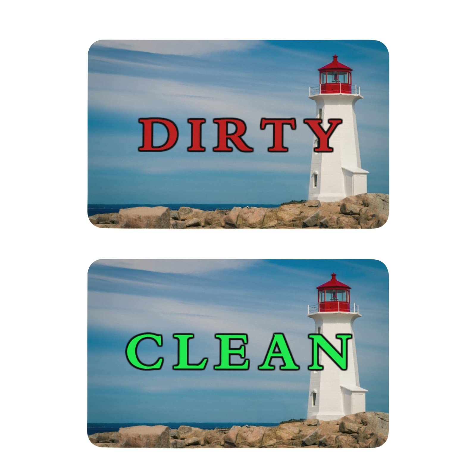2-Pack Peggy's Cove Lighthouse Clean/Dirty Dishwasher Magnet - Strong Double-Sided Fridge Sign for Kitchen, Refrigerator, Whiteboard (4