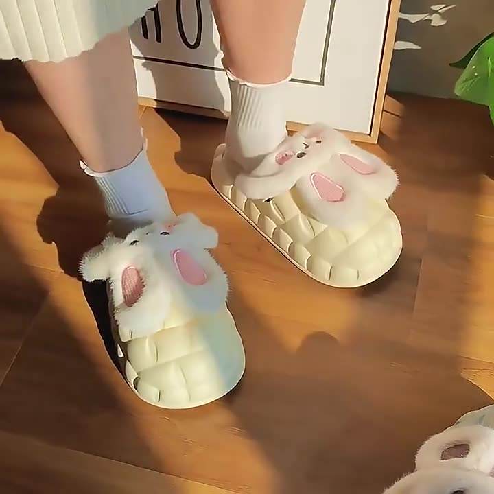 Soft Fluffy Plush Bunny Slippers for Women - Cozy Indoor House Shoes with Non-Slip Sole | Perfect Gift for Christmas, Birthday & Relaxing at Home