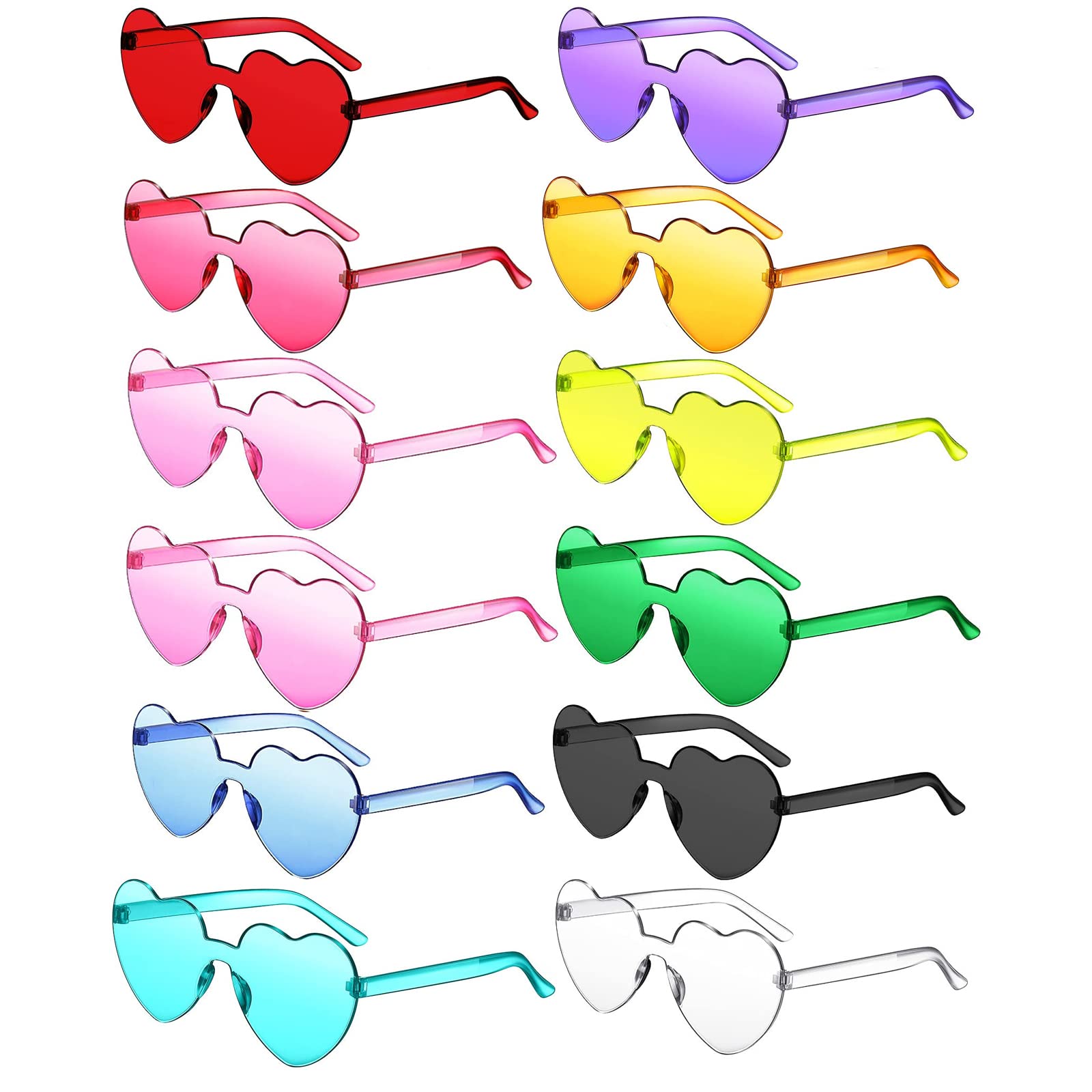 LEFIMOT Heart Shaped Sunglasses for Women - Trendy Colorful Heart Glasses for Bachelorette Party Favors, Bridal Shower, Girls Night Out & Summer Beach Accessories