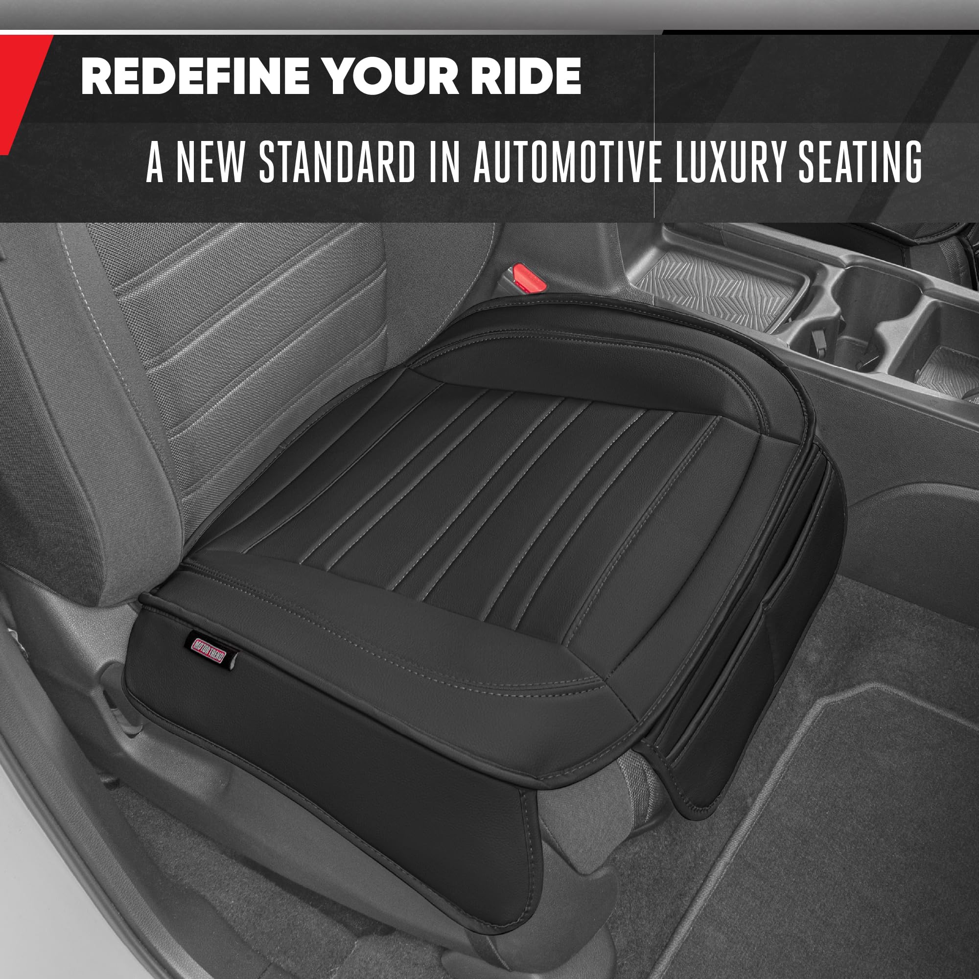 Premium Faux Leather Car Seat Covers Full Set for Cars, Trucks & SUVs - Black Padded Design with Storage Pockets | Waterproof & Anti-Slip Protection | Perfect for Road Trips, Daily Commute & Family Travel
