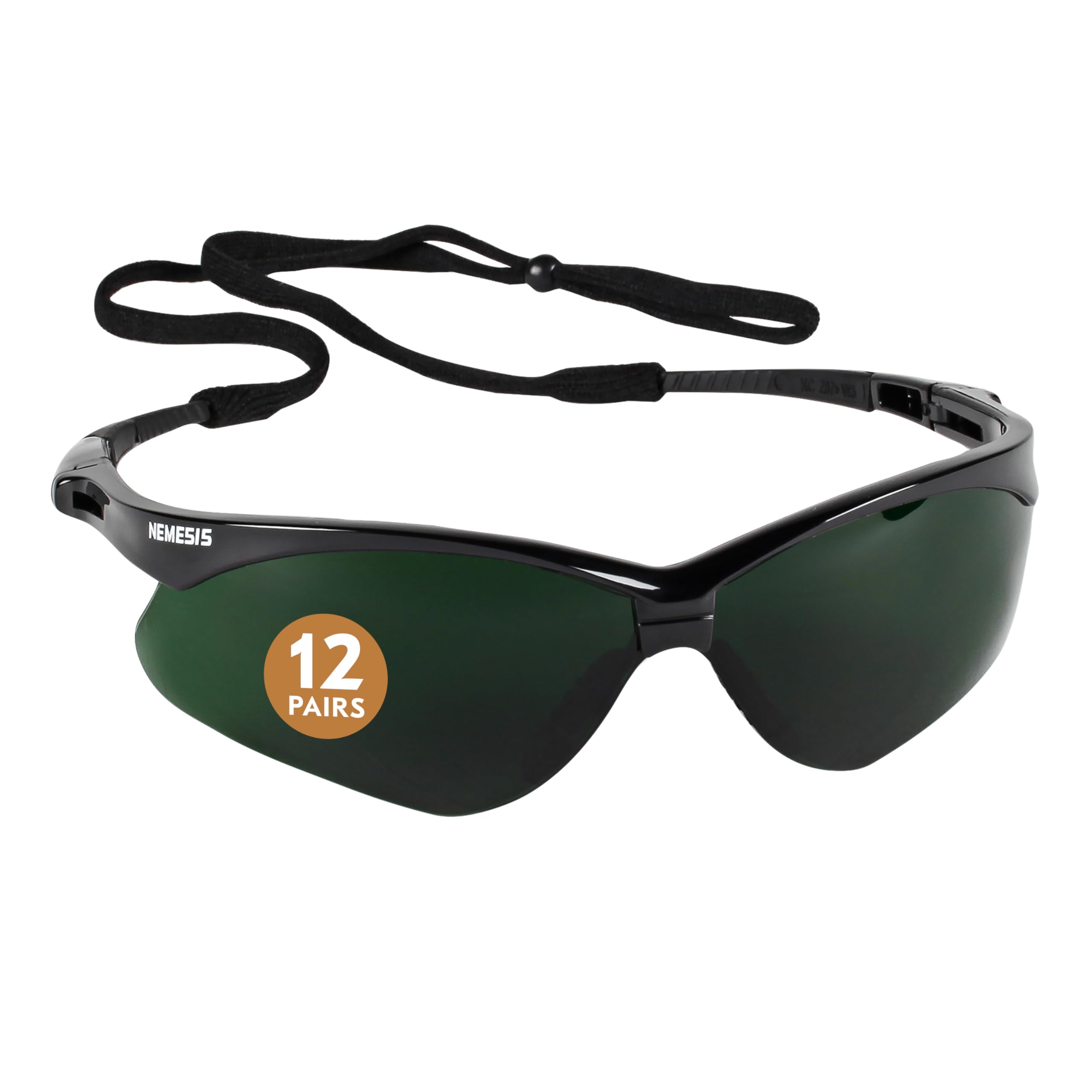 KleenGuard V30 Nemesis Safety Glasses (25671) - UV & IR Protection Shade 5.0 Lenses, Black Frame, 12 Pairs/Case - Ideal for Welding, Construction & Industrial Work