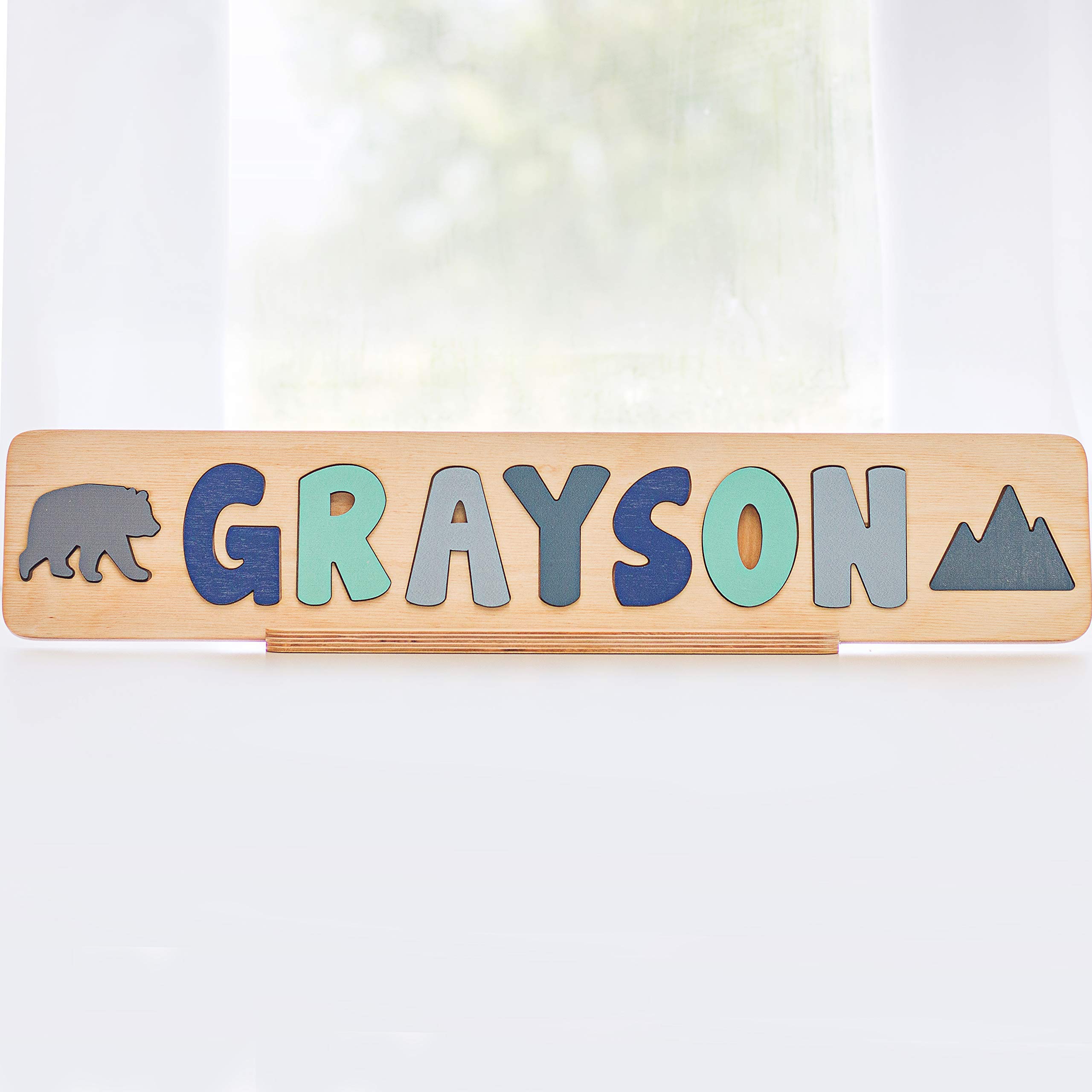 **Personalized Wooden Name Puzzle for Kids - Handmade in USA by Bloom Owl - Custom Baby Gift for Boys & Girls - Montessori Learning Toy - Perfect for Christmas, First Birthday & Educational Play**