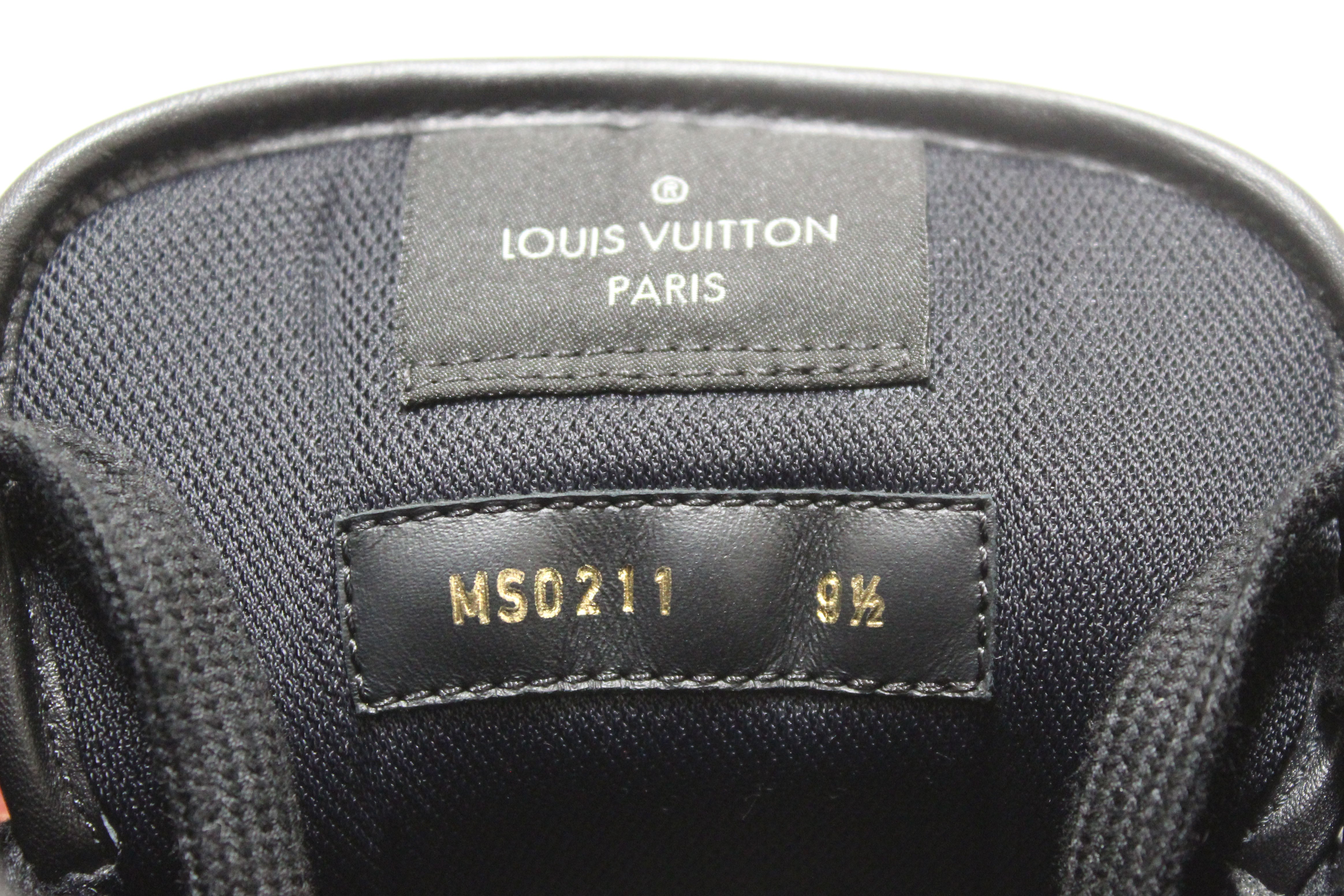Authentic Louis Vuitton Men's Monogram Eclipse Rivoli High Top Sneakers Size 9.5 US - Luxury Designer Streetwear Shoes for Casual Wear & Fashion Statement