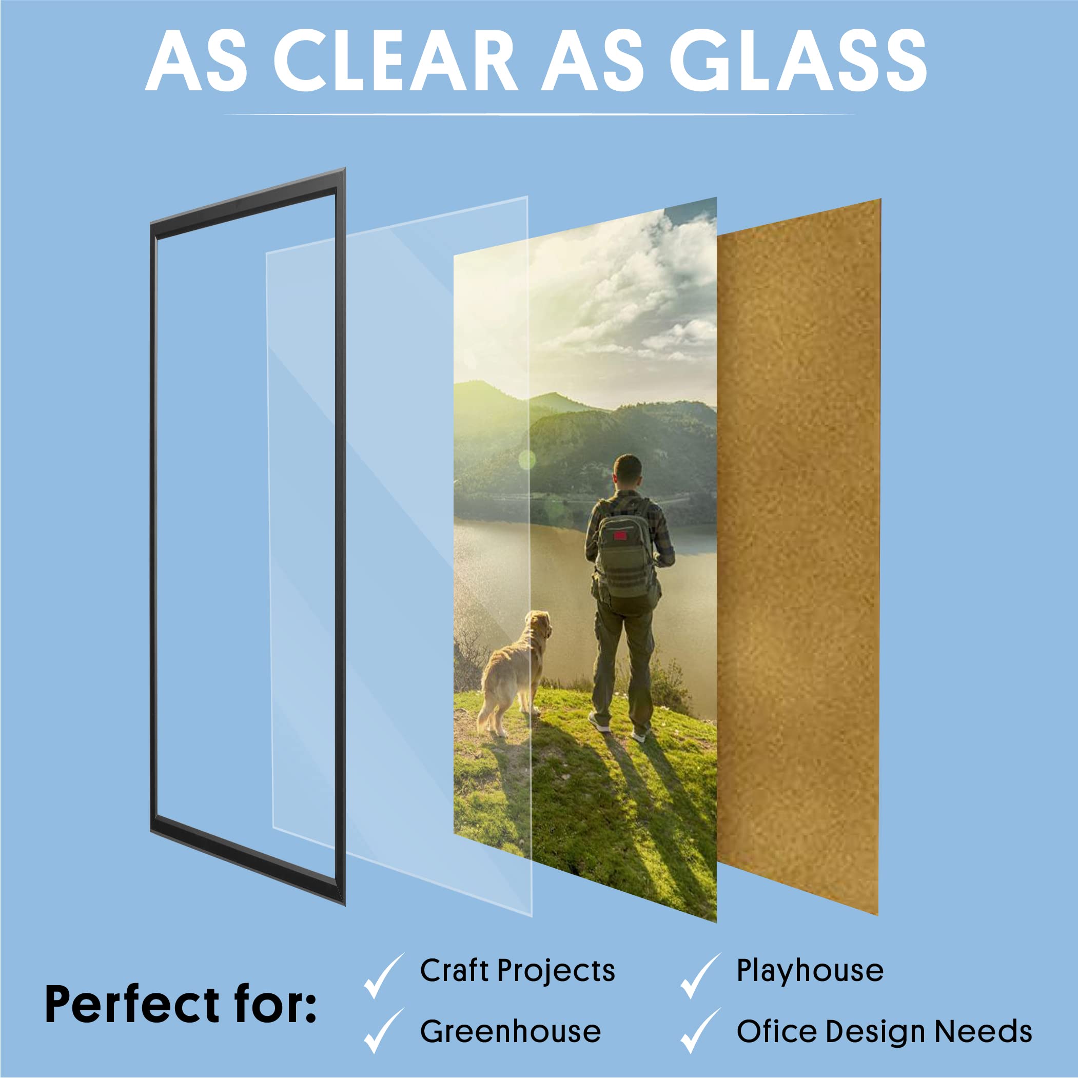 10 Pack Clear Plexiglass PET Plastic Sheets 8x10 Inch - Durable Shatterproof Acrylic Panels for Poster Frames, Picture Frames, DIY Arts & Crafts - Made in USA - Perfect for Home Decor, School Projects & Office Displays