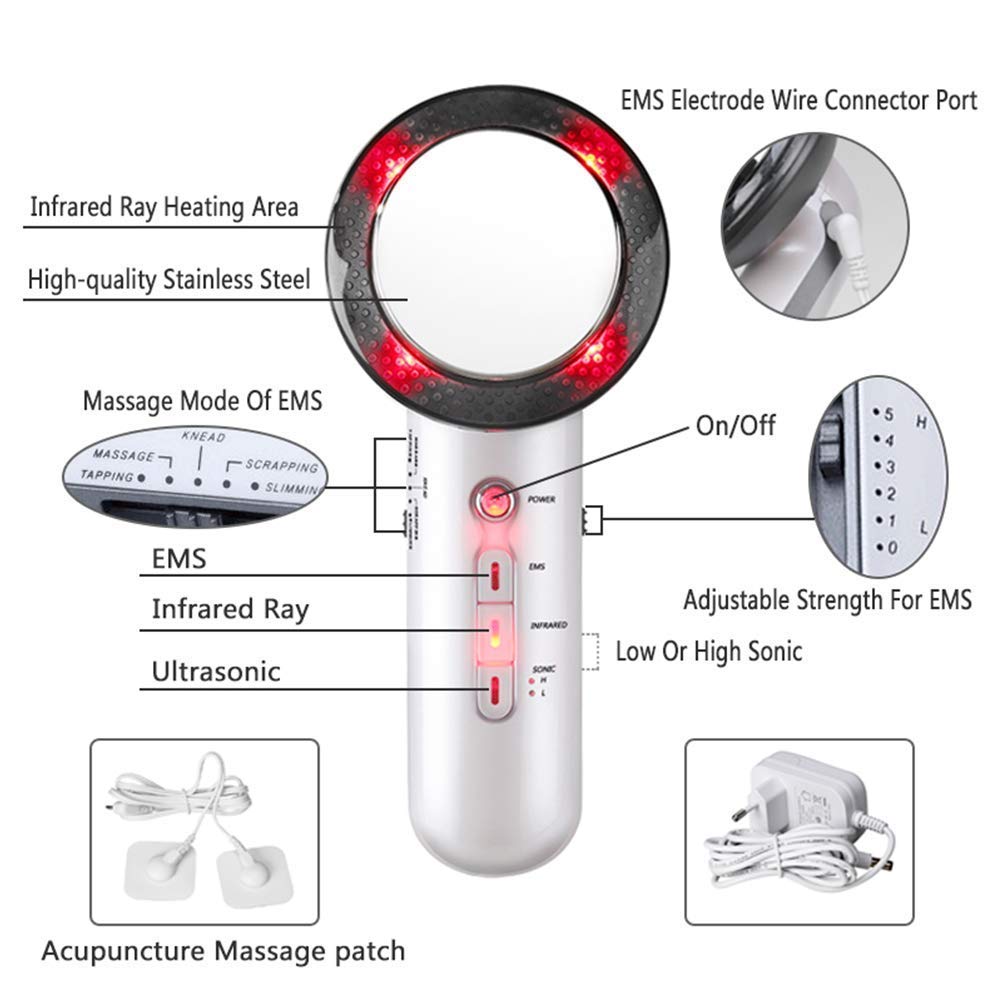 3 in 1 Ultrasonic Cavitation Machine - EMS Body Slimming, Infrared Skin Care & Fat Removal Massager for Weight Loss & Cellulite Reduction | Perfect for Home Spa, Beauty Salon & Body Contouring Treatments