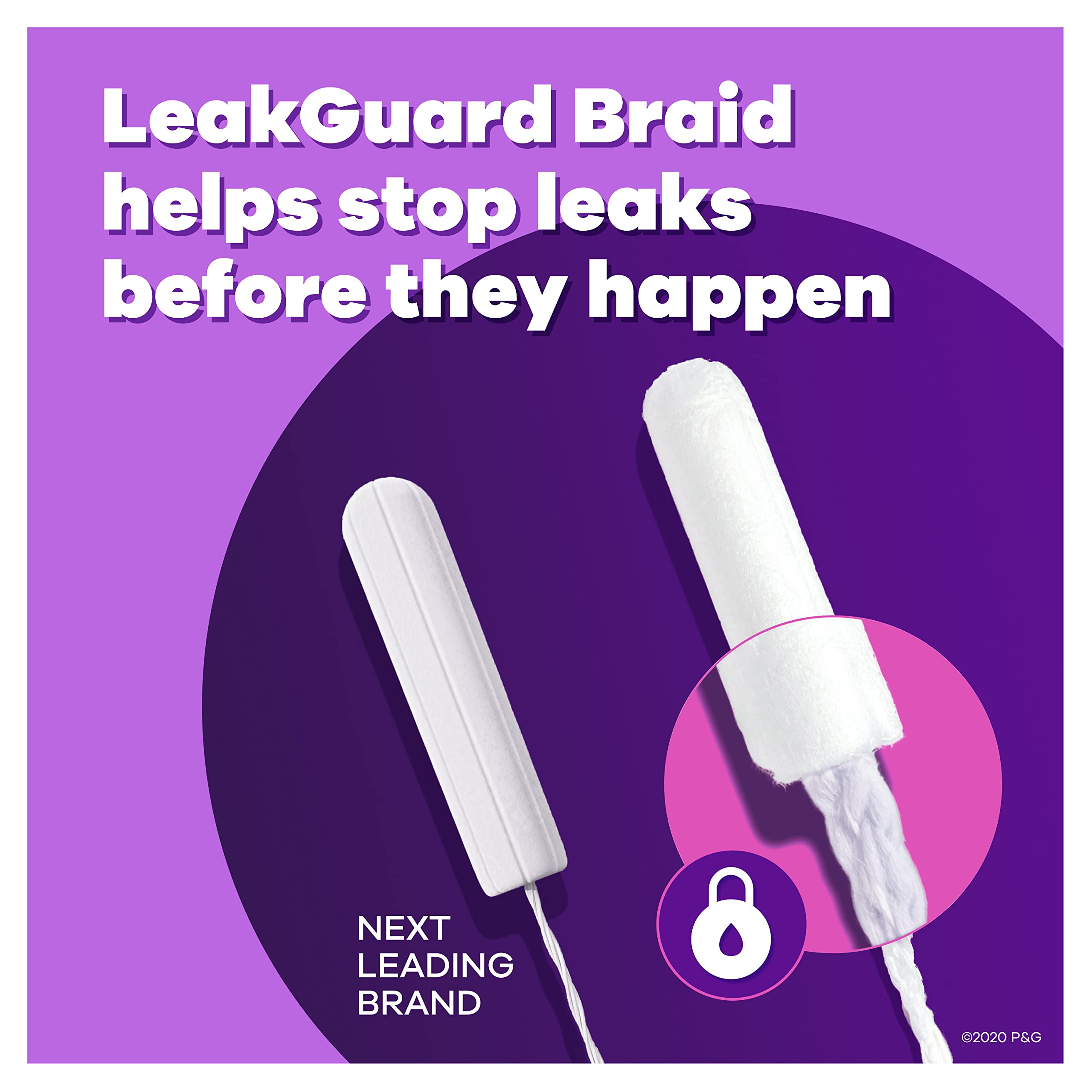Tampax Radiant Tampons with LeakGuard Braid - Super Plus Absorbency, Unscented, 28 Count x 3 Pack (84 Total) - Reliable Protection for Active Women During Sports, Workouts and Daily Activities