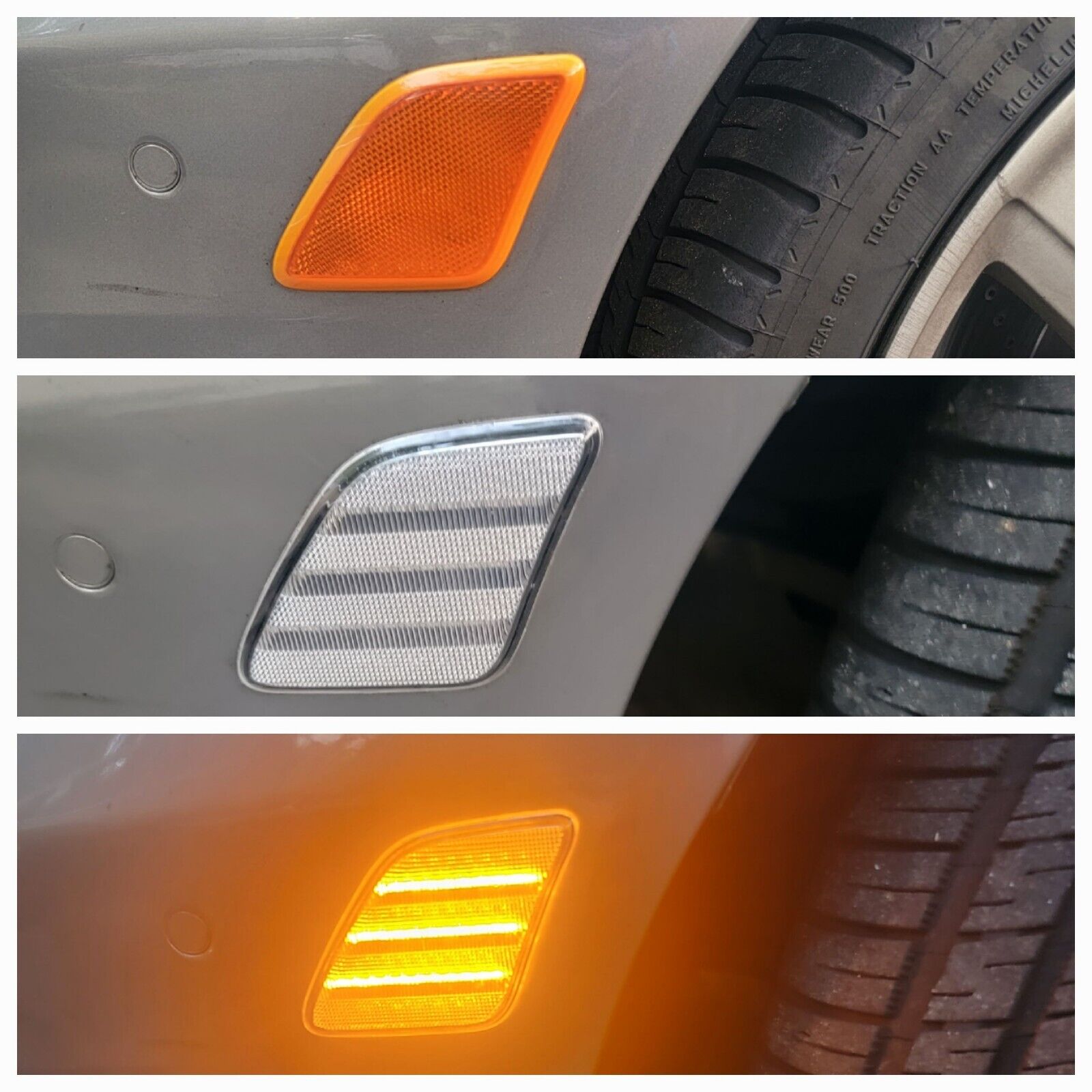 Amber LED Strip Side Marker Lights for 2010-2013 Mercedes-Benz W221 S-Class - Clear Lens, Durable & Bright - Perfect for Night Driving & Car Customization