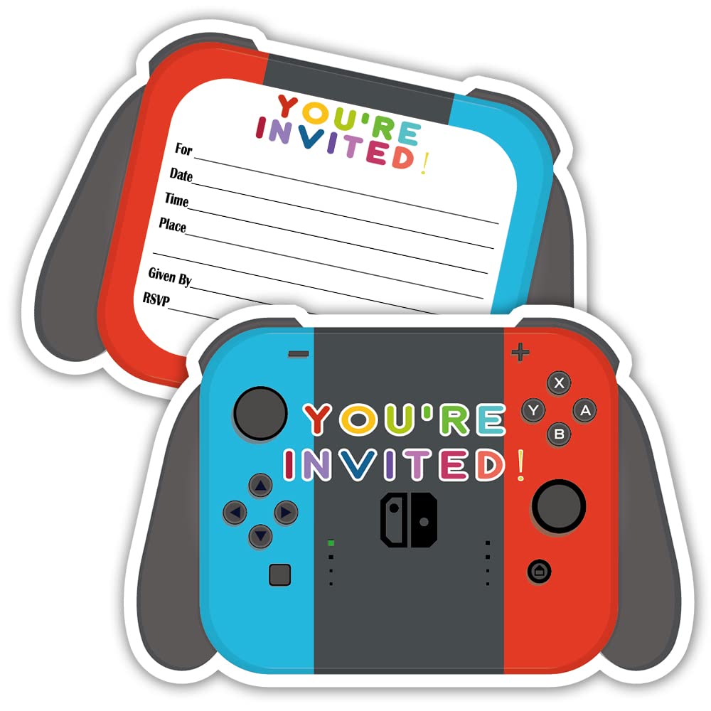 Haizct 15 Pack Game Themed Party Invitations with Envelopes - Birthday Party Cards for Kids, Teens & Adults - Perfect for Game Lovers, Board Game Nights & Themed Birthday Celebrations
