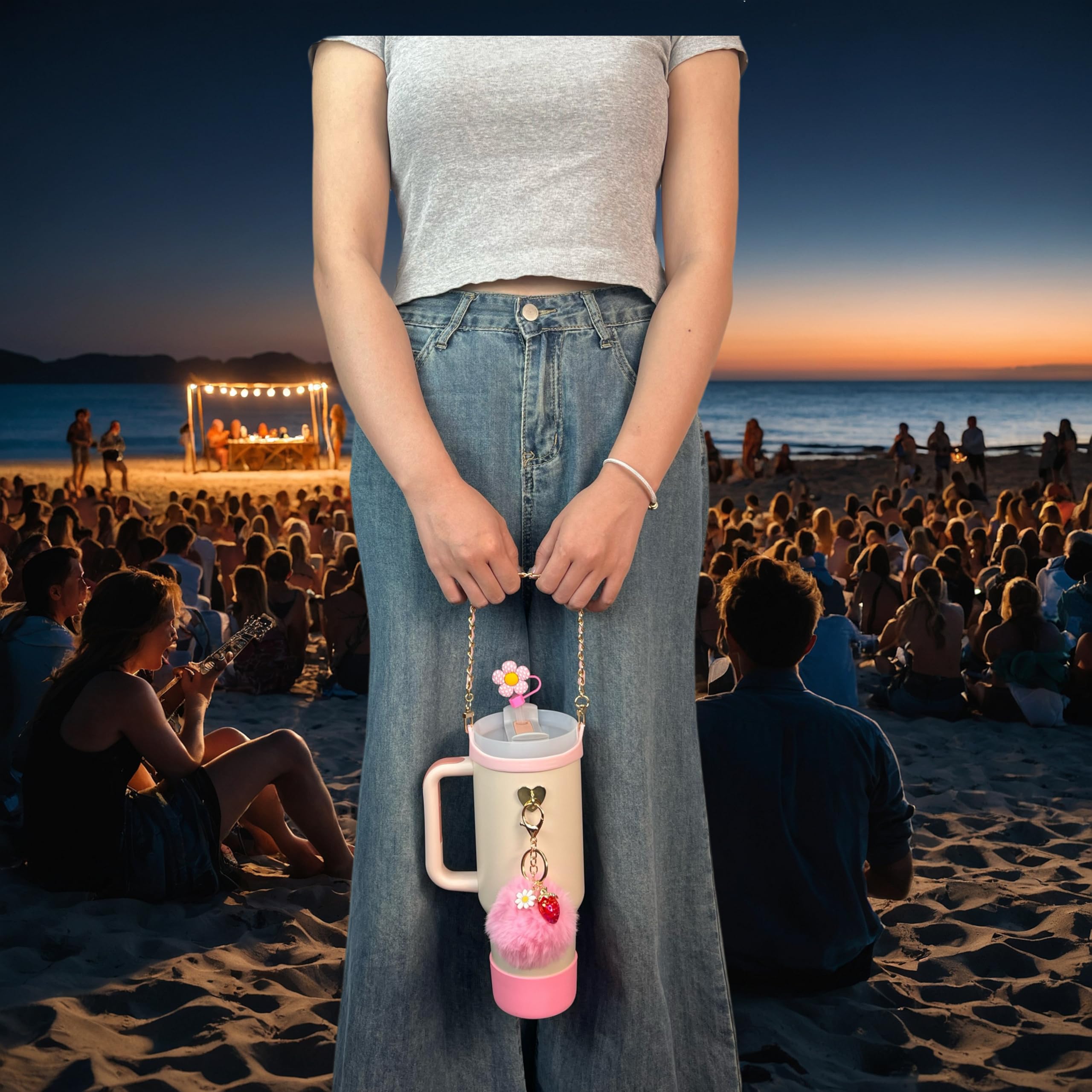 Stanley 40/30/20 oz Tumbler Crossbody Strap with Handle - Universal Water Bottle Carrier for Owala, BrüMate Era, HydroJug & Hydro Flask (20/24/30/32/40 oz) - Perfect for Hiking, Gym & Travel Accessories