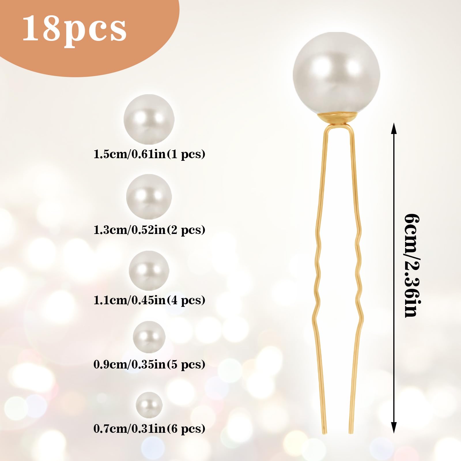 18Pcs Pearl Bobby Pins for Wedding - U Shaped Bridal Hair Clips with Pearls for Brides, Bridesmaids & Women (Gold) | Elegant Hair Accessories for Special Occasions