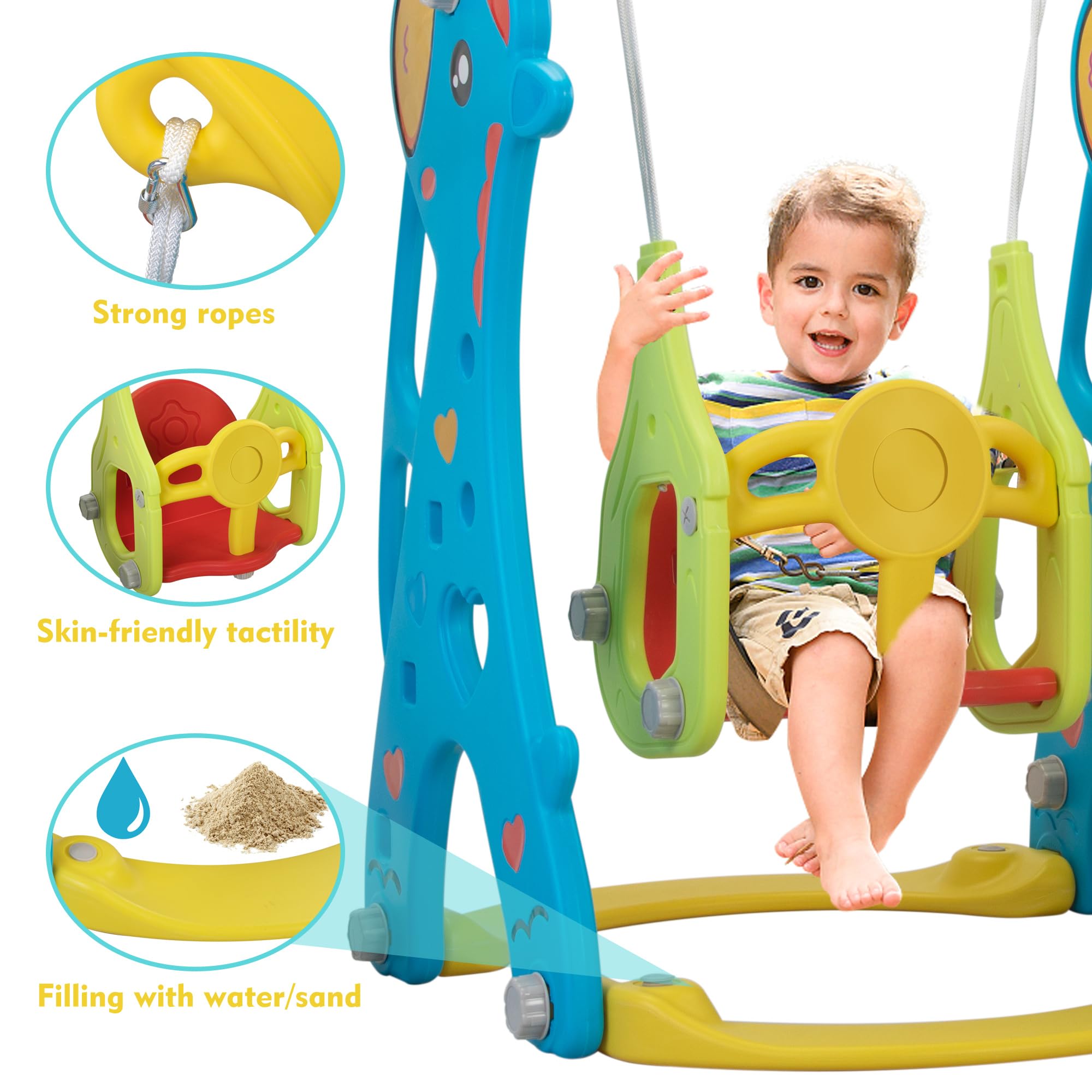 6-in-1 Toddler Slide and Swing Set - Indoor/Outdoor Freestanding Playground with Basketball Hoop for Kids Ages 3-12 | Backyard Slide & Climber for Toddlers & Children | Perfect for Home Playgrounds, Daycares, and Outdoor Family Fun