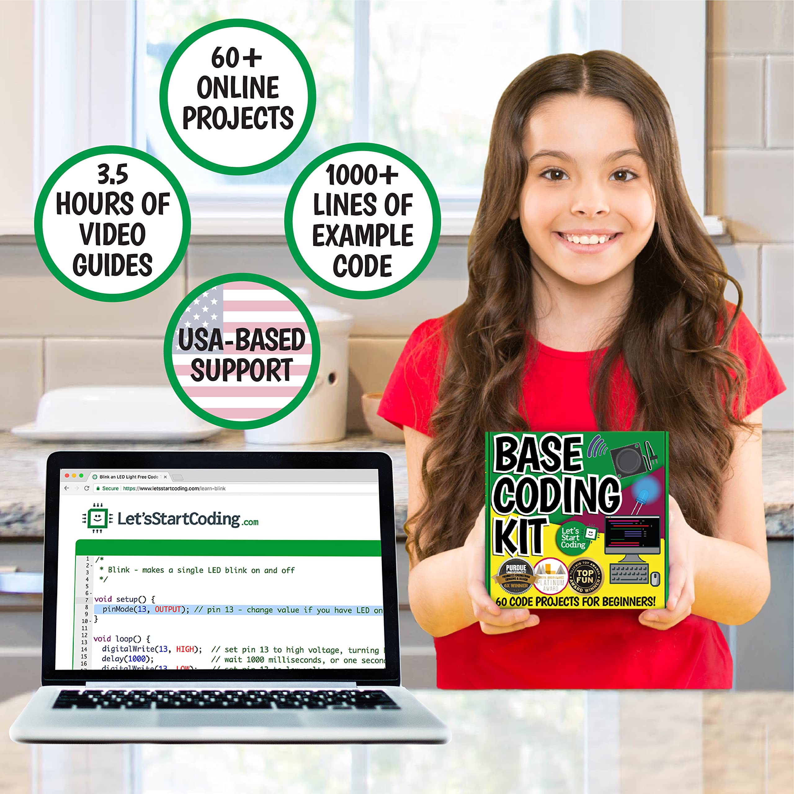 STEM Coding Kit for Kids Ages 8-12 | Learn Real C++ Programming & Electronics with 60+ Projects | Perfect Gift for Boys & Girls | Fun Educational Toy for Home & School STEM Learning Activities