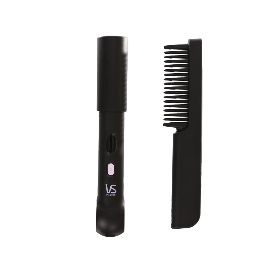 VIDAL SASSOON VS Brush & Straightener Set 2024 - Black & Purple Hair Styling Kit for Smoothing & Straightening - Perfect for Home Salon Styling & Professional Results