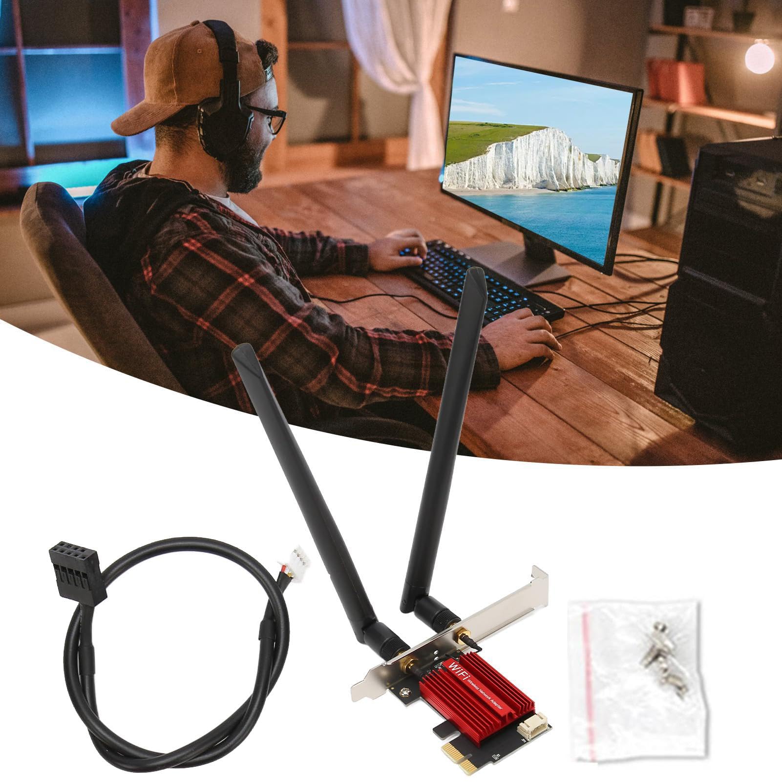 Sollee Wireless Network Card for Desktop - High-Speed Dual Band WiFi Adapter with Stable Connection for HD Video Streaming & Online Gaming | Perfect for Home Office, Gaming PC & 4K Video Streaming