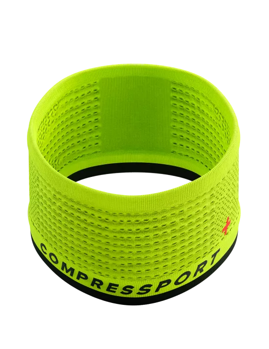 Compressport Unisex Headband On/Off Flash - Sweat-Wicking Sports Headband for Running, Cycling & Workouts - Fluo Yellow/Black - Stay Cool & Dry During Intense Exercise