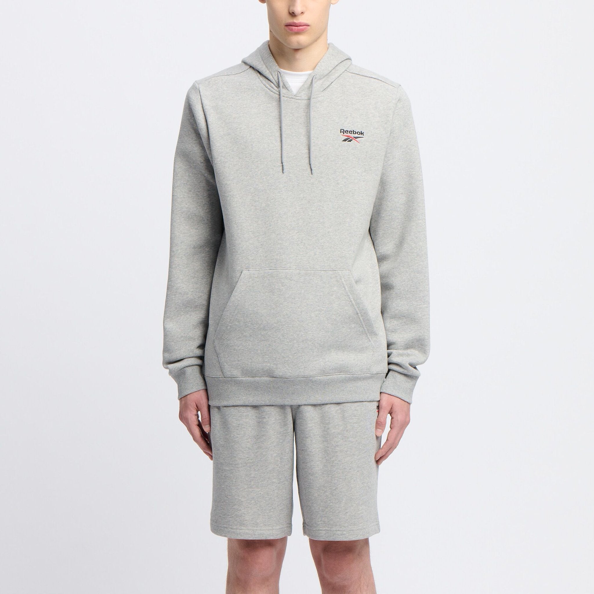 Reebok Men's Identity Small Logo Grey Hoodie - Comfortable Pullover Sweatshirt for Casual Wear, Gym & Outdoor Activities
