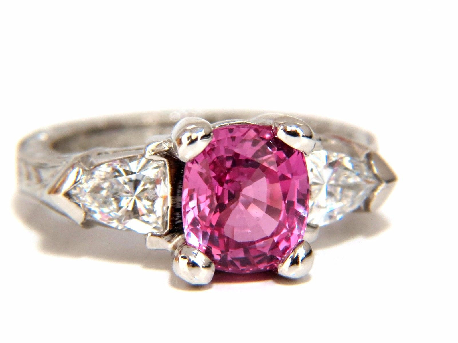 AGL Certified Natural Pink Sapphire Shield Cut Diamond Ring in Platinum for Arthritis Relief – Perfect for Weddings, Anniversaries & Special Occasions