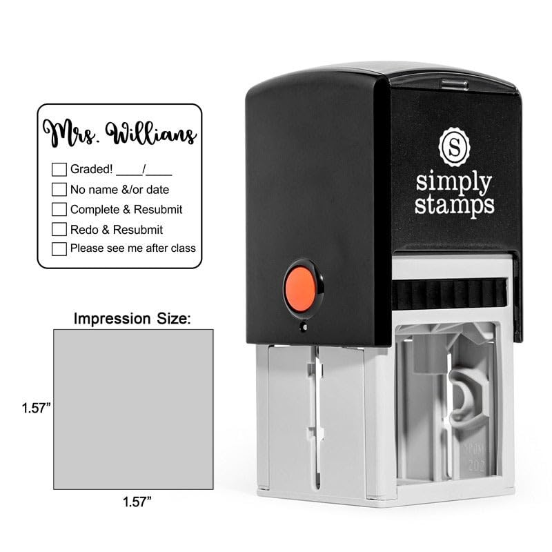 Custom Self-Inking Teacher Stamps with 40 Motivational Designs | Easy Grading Stamps for Classroom, Homework & Library Books | Perfect for Teachers, Educators & School Supplies (Graded On, Keep Trying, Great Work) - Ideal for Encouraging Students & Organizing Classroom Materials