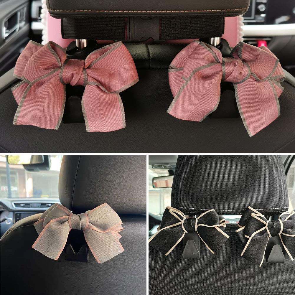 Car Seat Headrest Hooks 2 Pack - Back Seat Organizer Hanger for SUV & Car - Storage Hook for Handbags, Clothes, Coats & Grocery Bags (Black) - Perfect for Road Trips, Shopping & Daily Commute