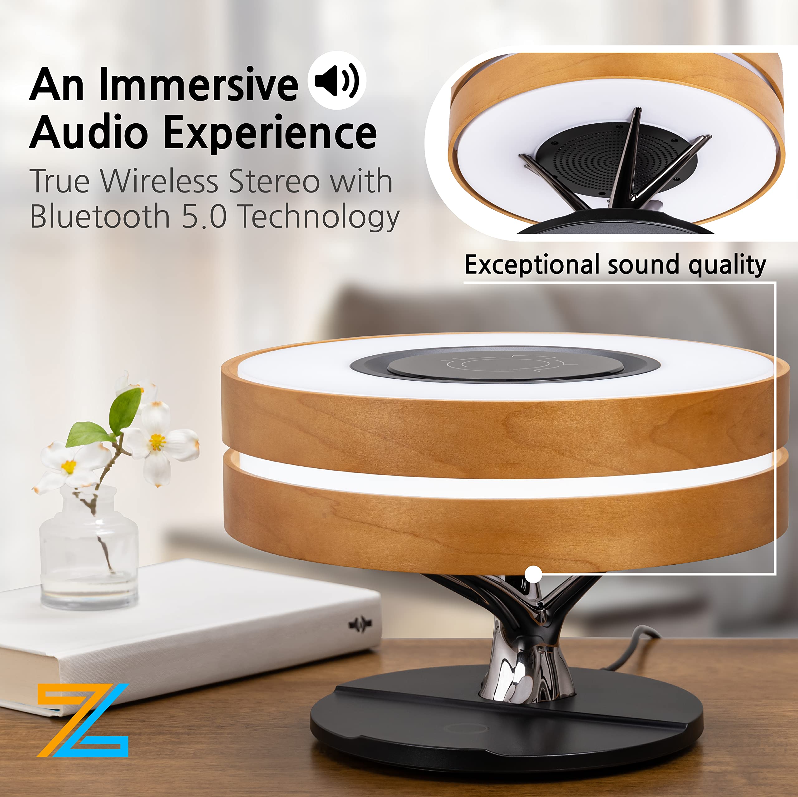 Modern Dawn Lamp - Adjustable LED Desk Lamp with TWS Bluetooth Speaker, Wireless Charger & Touch Control | Perfect for Home Office, Study Room, Bedroom & Dorm Decor | Reading, Working & Relaxing Lighting Solution