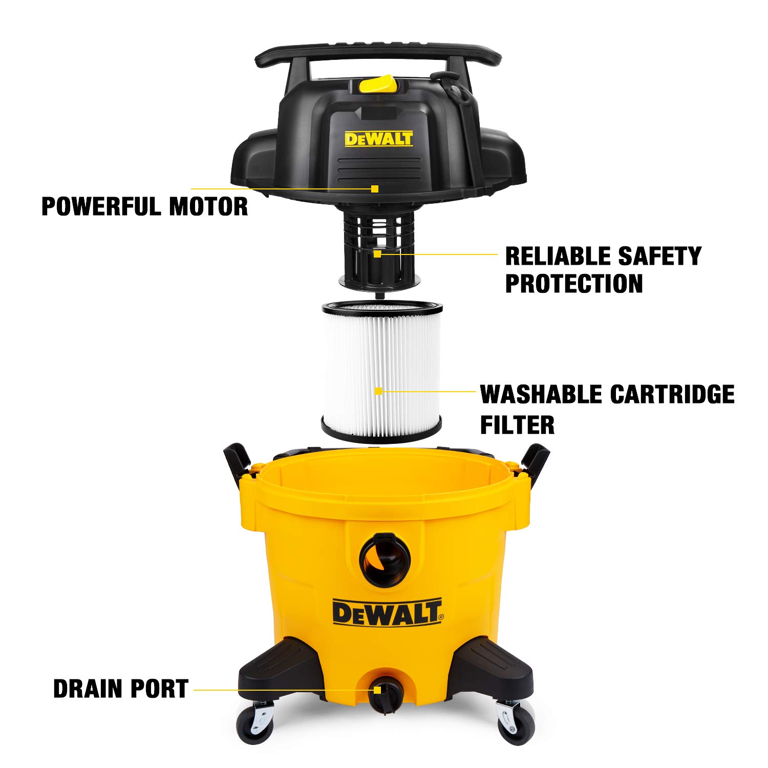 DEWALT DXV10P 10 Gallon Wet Dry Vacuum Cleaner - Powerful Shop Vac for Dust, Debris & Liquid Cleanup - Ideal for Garage, Workshop & Home Renovation