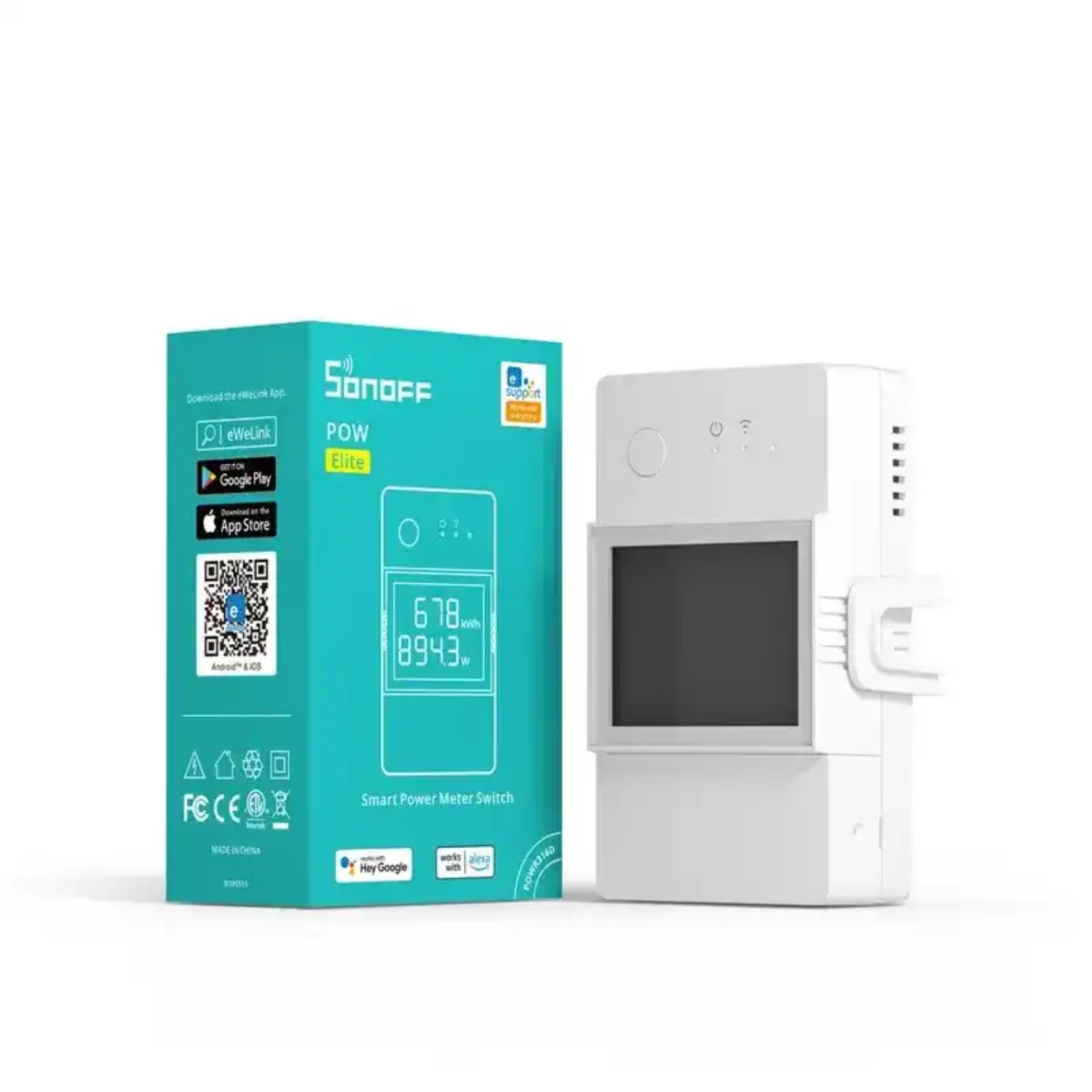 Sonoff POW Elite 20A WiFi Smart Energy Meter Switch - Monitor & Control Electricity Usage - White - Perfect for Home Automation & Energy Savings