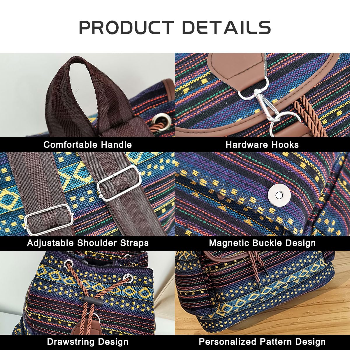 Vintage Boho Backpack for Women - Fashion Shoulder Bag for Travel & Daily Use