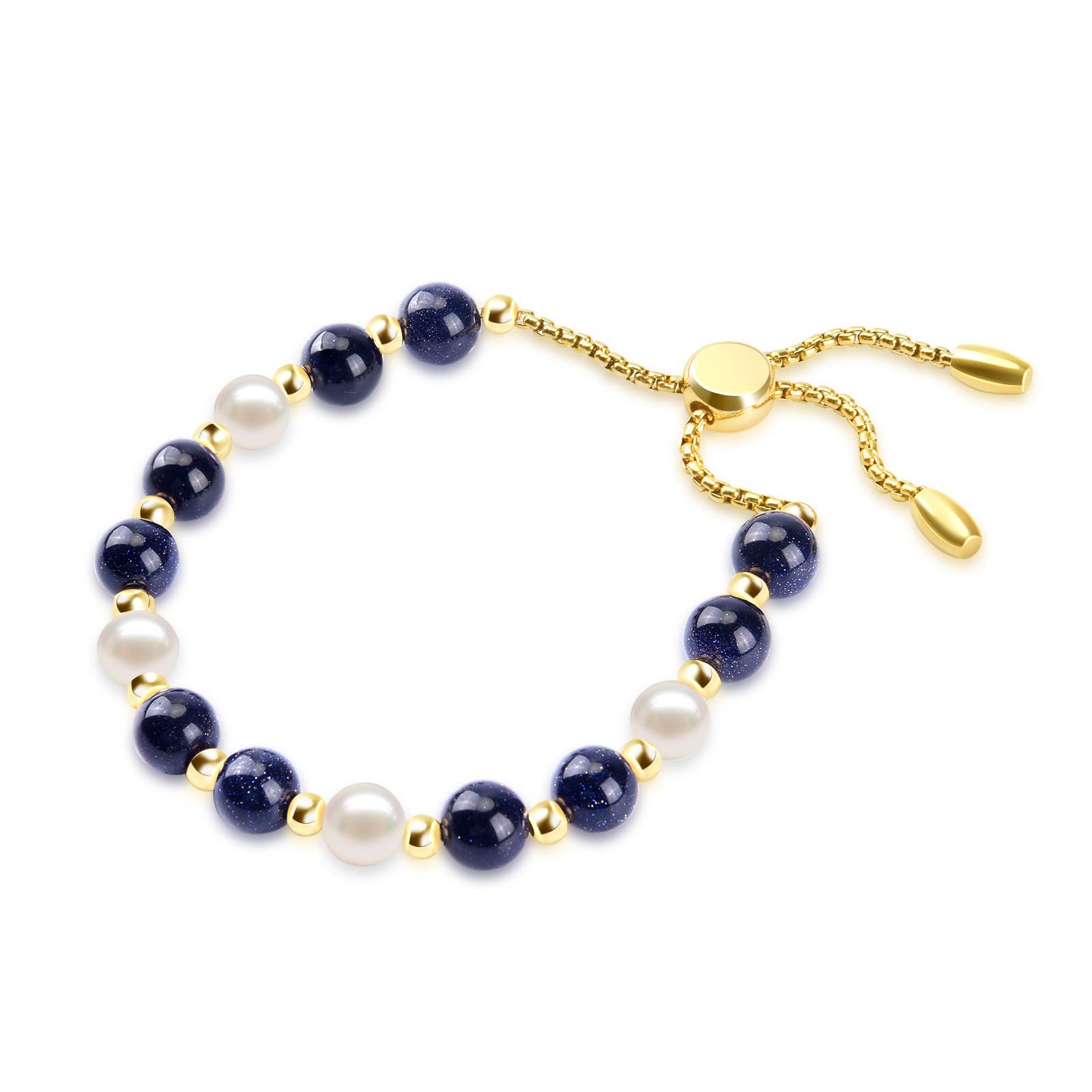 Dekyda 14K Gold Plated Natural Gemstone Beaded Bracelet for Women & Teen Girls - Best Friend Jewelry Gift for Mother, Daughter, Sister - Cute Love Friendship Bracelet for Everyday Wear, Birthday & Anniversary Gifts