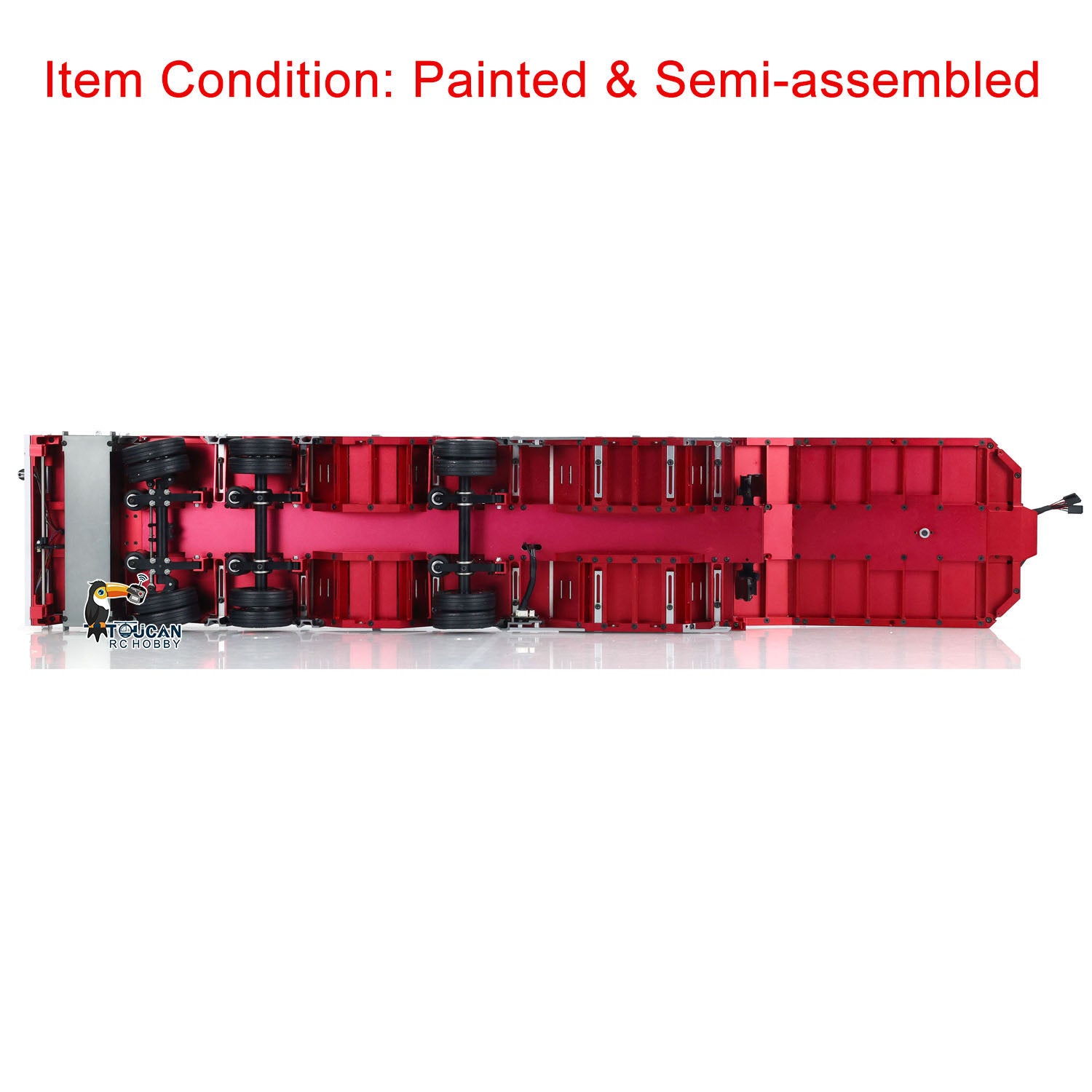 1/14 Scale 3 Axles Extendible Metal Trailer for RC Tractor Truck & Car Models - Assembled & Painted (103x20x8cm) - Perfect for RC Construction Sites, Farm Scenes & Truck Shows