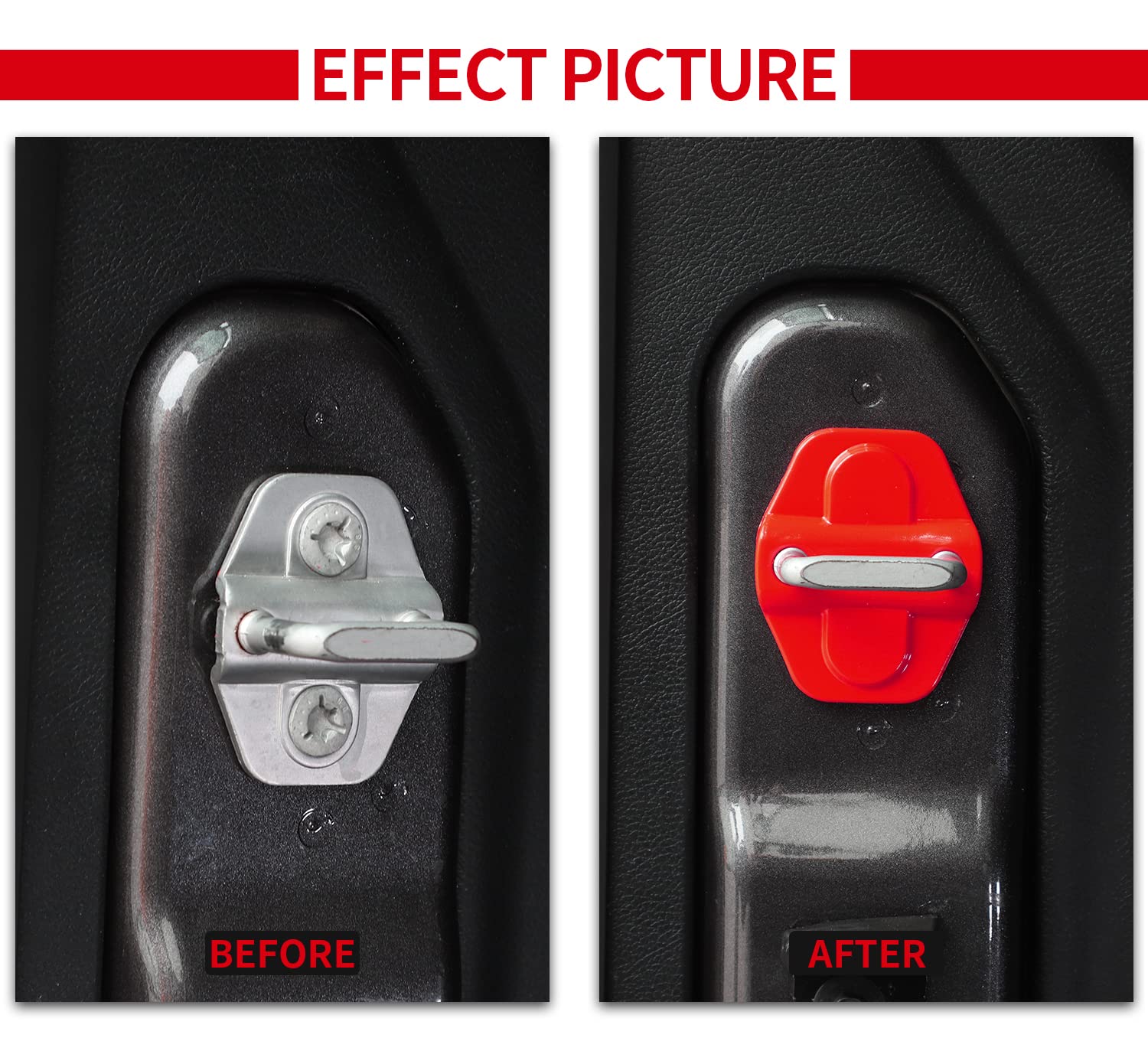Voodonala ABS Exterior Door Lock Cover Buckle Trim for 2018-2024 Jeep Wrangler JL/JLU & 2020-2021 Gladiator JT - 6PC Red Accessories - Enhance Style & Protection for Off-Road Adventures