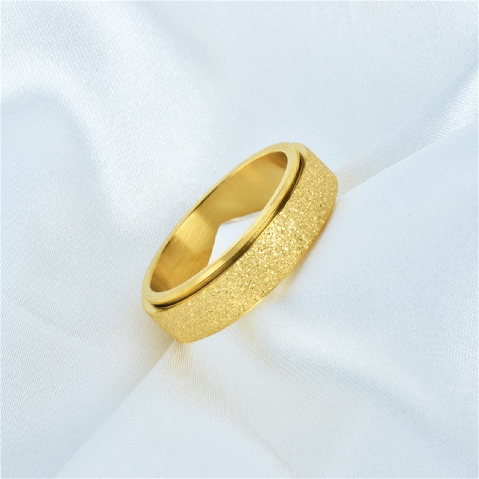 Bluelans Spinner Ring for Anxiety Relief - Stainless Steel Fidget Ring for Women & Men with Glitter Finish - Stress Relieving Jewelry in Black, Silver, Gold, Rose Gold & Rainbow Colors - Perfect for ADHD, Focus & Office Use