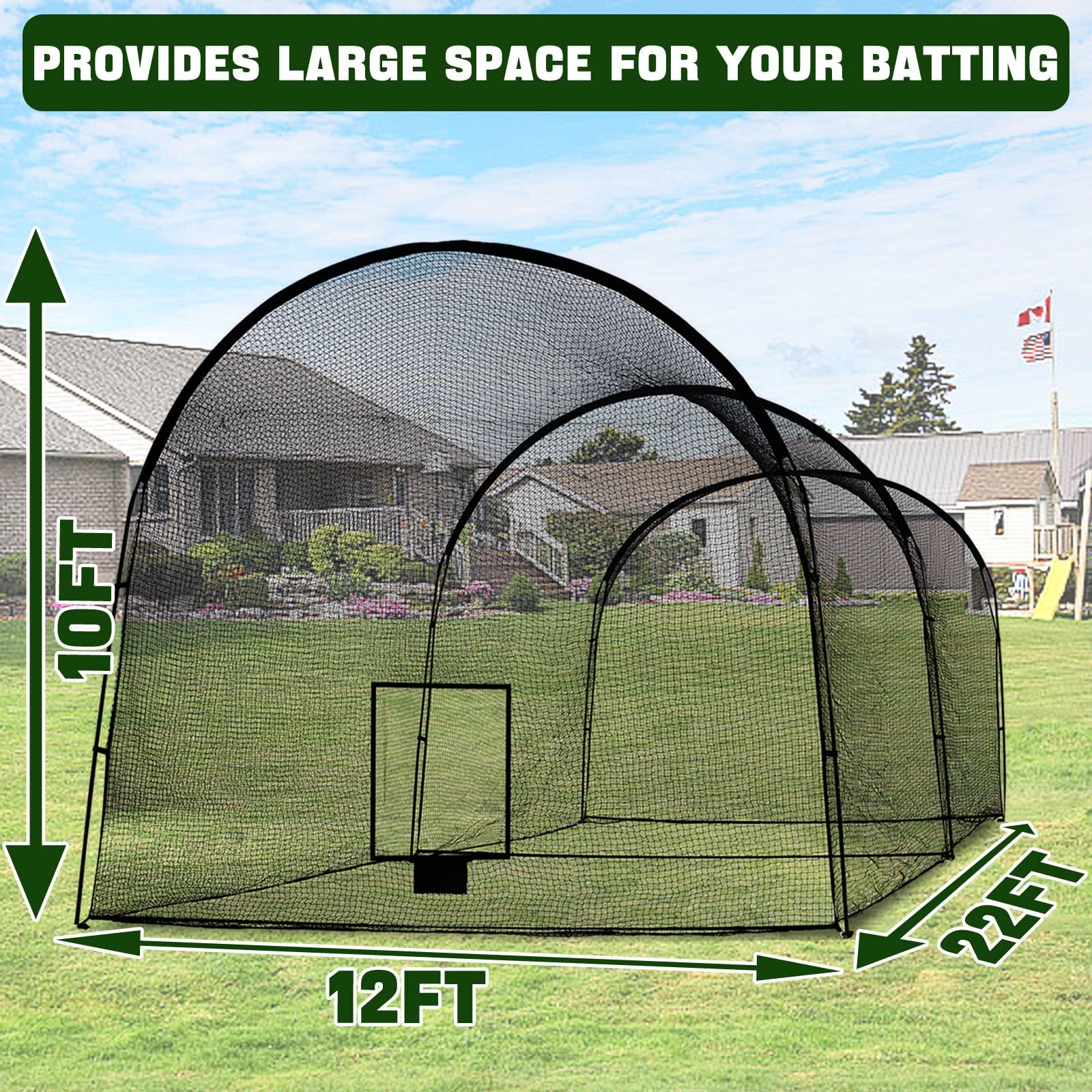 22x12x10FT Portable Baseball & Softball Batting Cage Net with Frame - Heavy Duty Hitting & Pitching Practice for Home, Backyard, Indoor & Outdoor Use - Perfect for Training, Games & Recreational Play