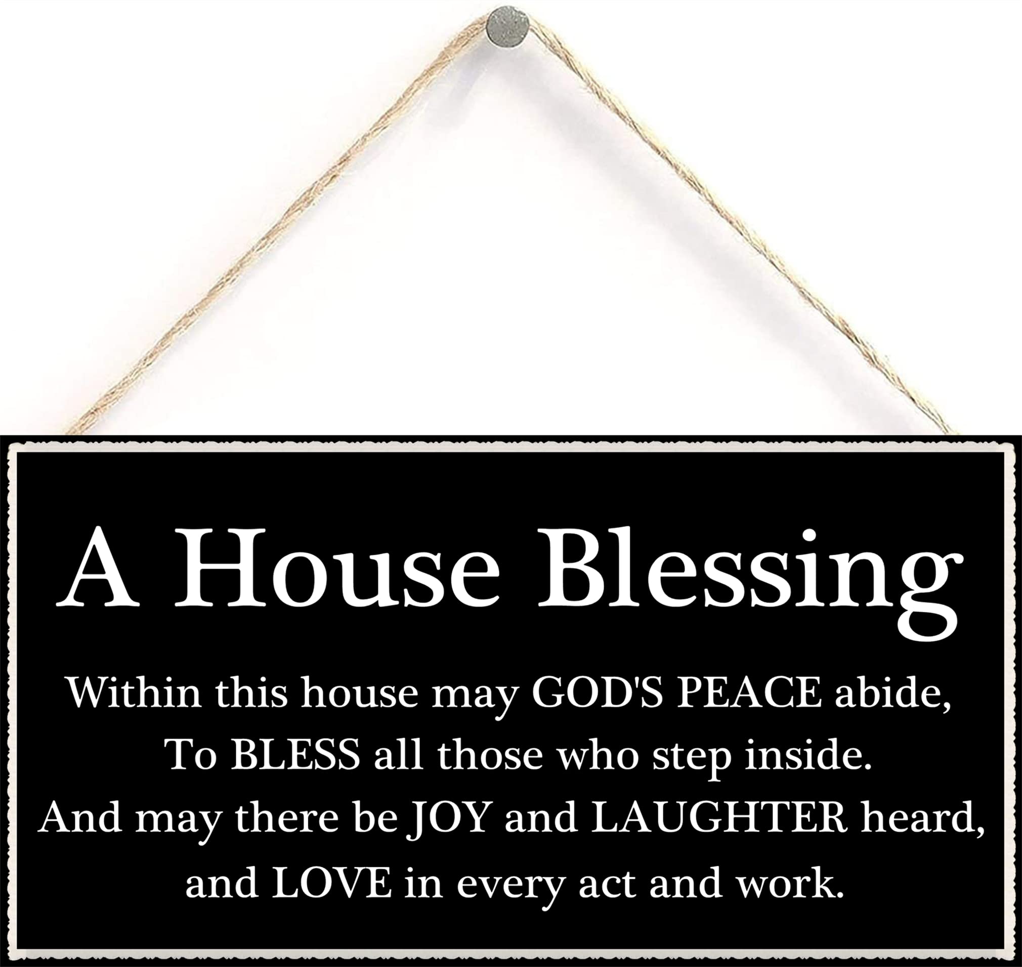 House Blessing Hanging Sign - 12x6 Inch Wooden Door Plaque with Inspirational Quote - Rustic Home Decor for Entryway, Porch & Farmhouse Style