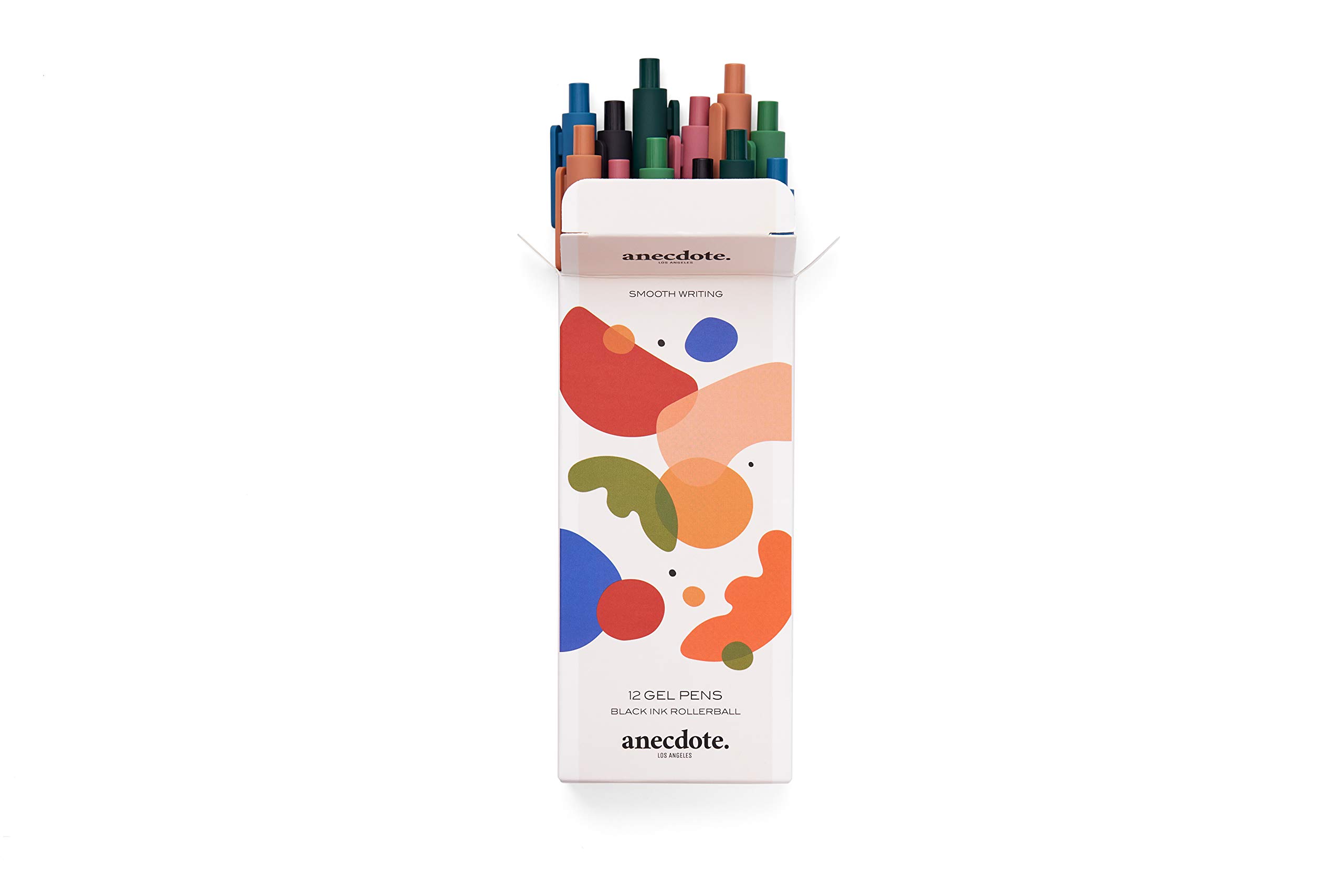 ANECDOTE Black Ink Gel Pens (12-Pack) - 0.5mm Fine Point Retractable Smooth Writing Pens for Journaling, Note Taking & Office Use - Stylish Fun Design School & Work Supplies (Set of 12)