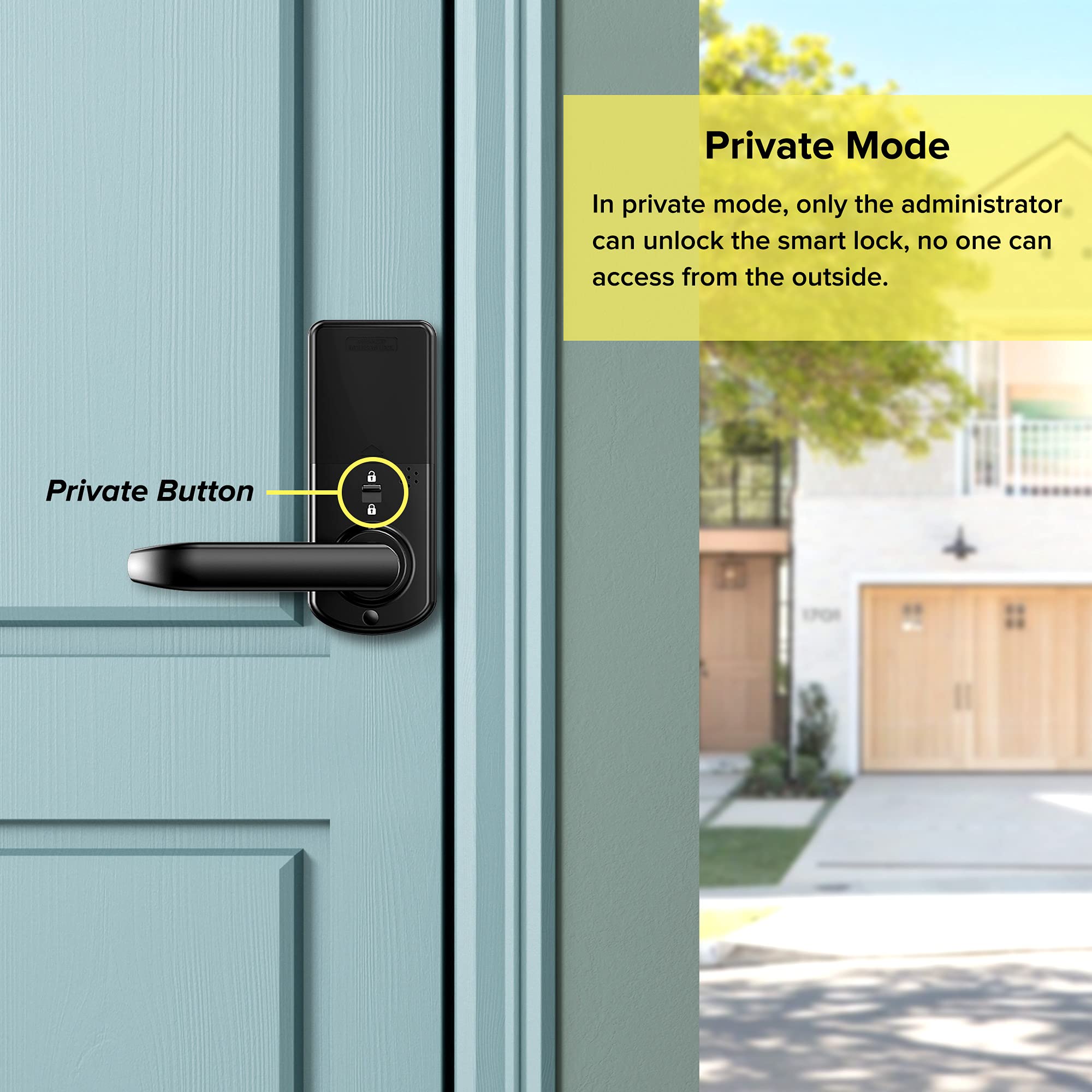 CATCHFACE A290 Smart Lock - Bluetooth Keyless Entry Door Lock with Handle, Fingerprint Biometric Lock, TTLock Compatible, Works with Cards/Keys/Passcode - Ideal for Front Door, Office & Home Security