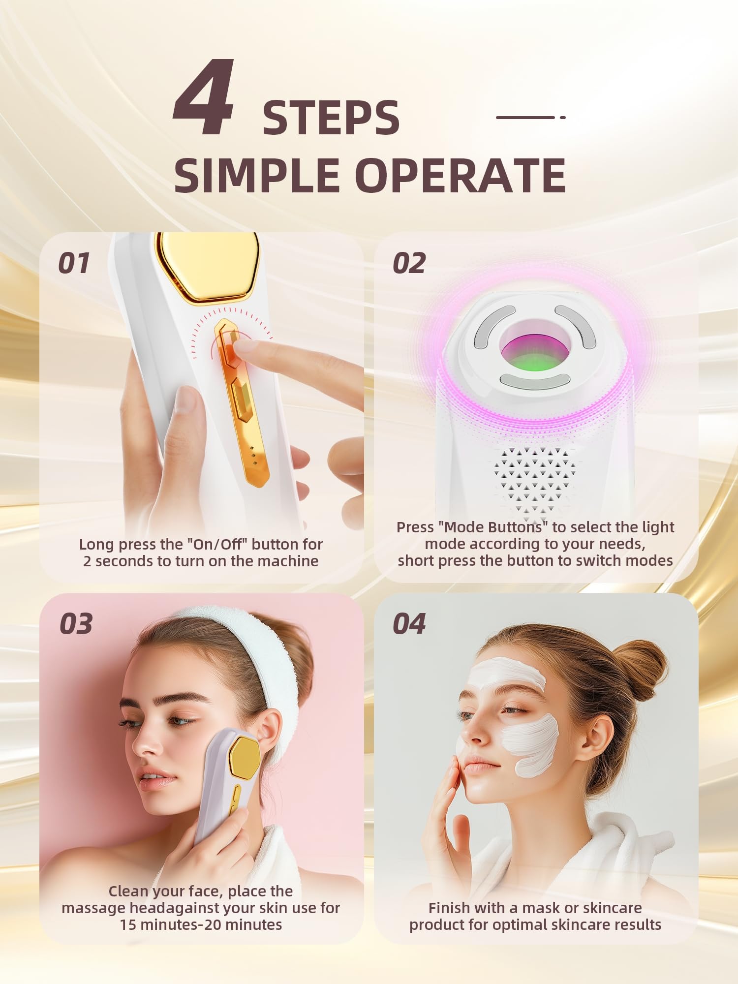 Facial Massager for Face & Neck - Anti-Aging Skin Care Device with Deep Radiance, Reduces Dullness - Perfect Birthday Gift for Women | At-Home Spa & Travel Skincare Essential
