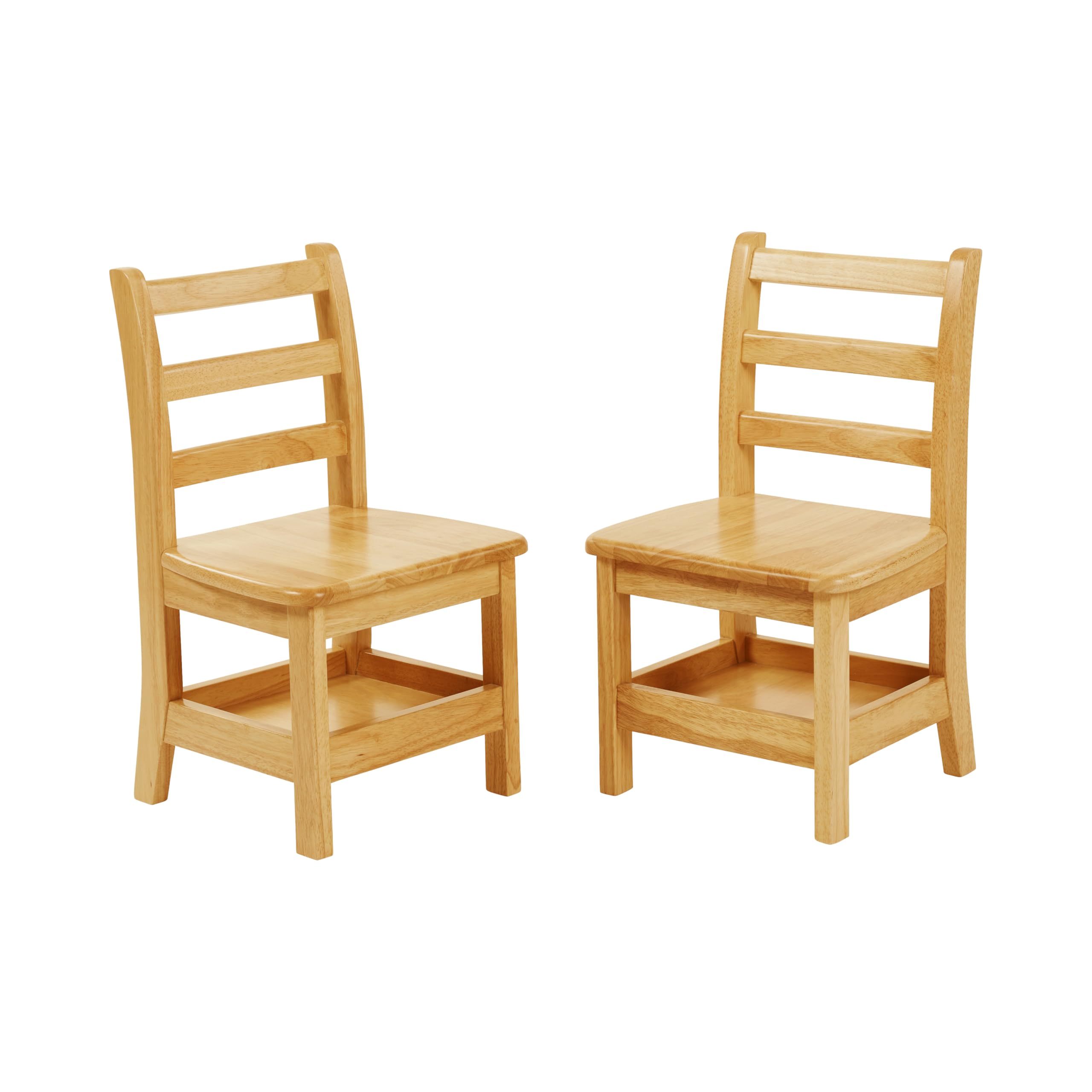 ECR4Kids 2-Pack Three Rung Ladderback Chairs with Storage - 12 Inch Seat Height, Honey Color - Perfect for Classroom Seating, Daycare, and Home Learning Spaces