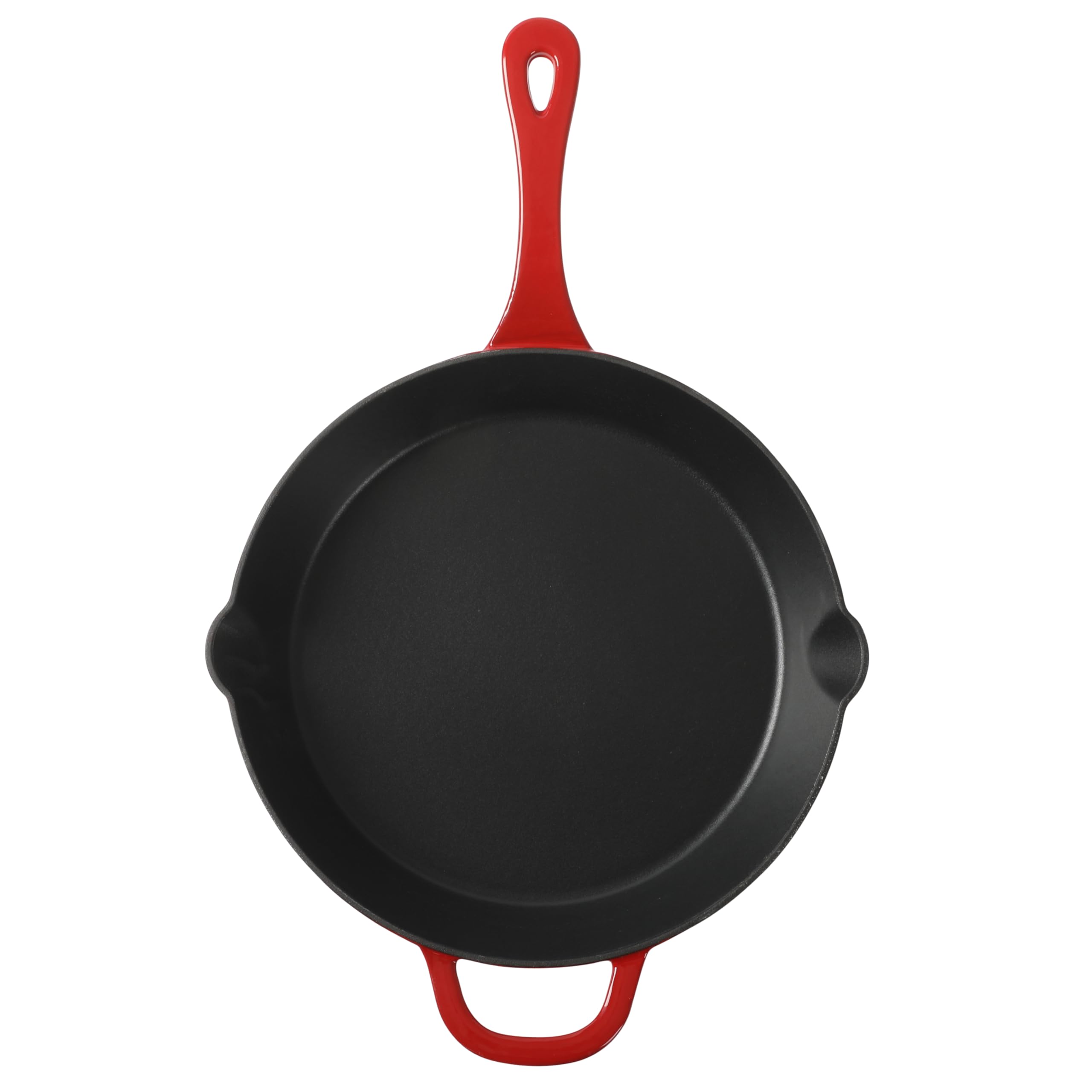 Premium 12 Inch Enameled Cast Iron Skillet - Gradient Red Dutch Oven for Baking, Roasting & Searing - Perfect for Stovetop, Oven & Camping - Durable European Style Cookware